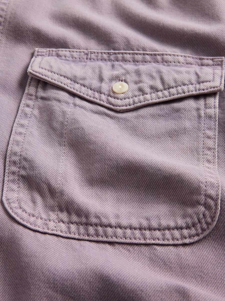 Camicia viola a maniche lunghe in misto cotone e Lyocell Uomo_4
