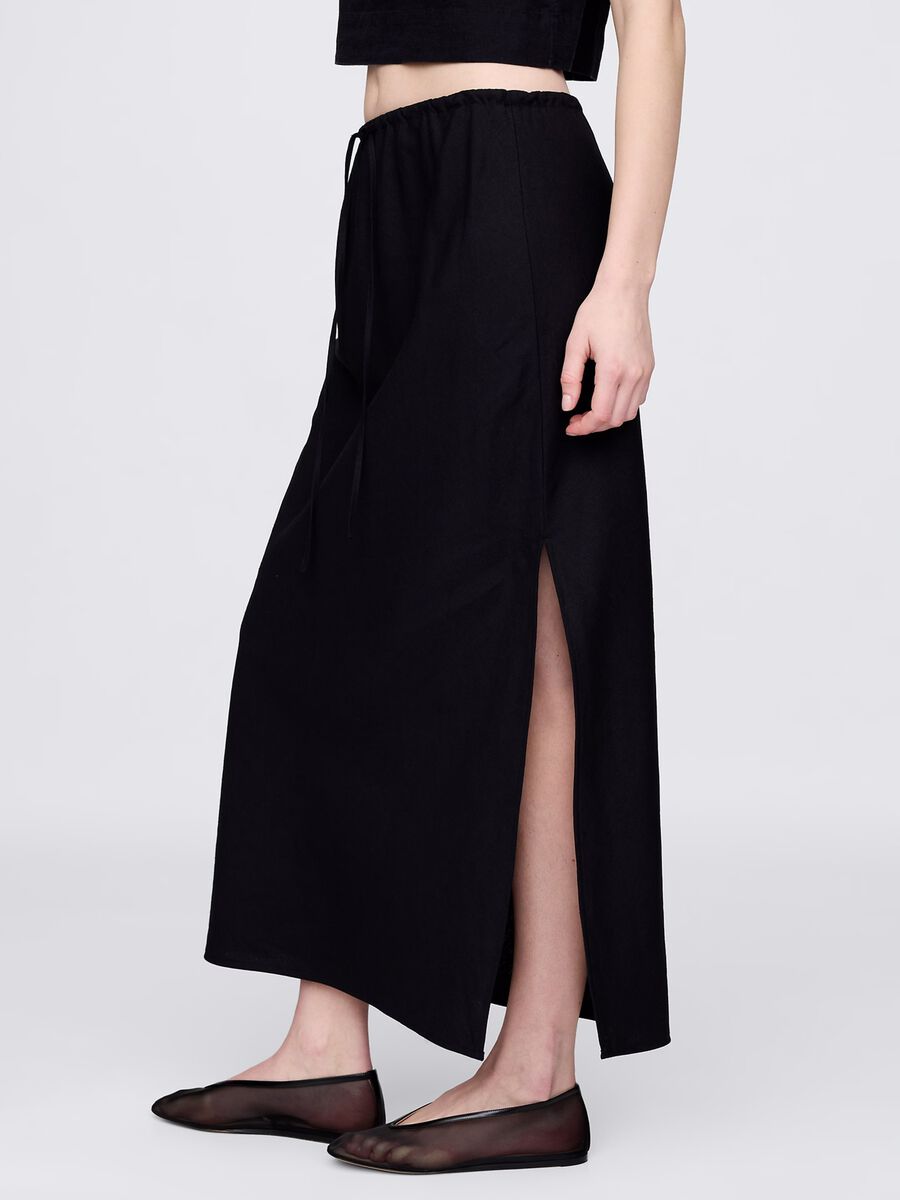 Gonna lunga nera in lino e viscosa Gap Donna_1