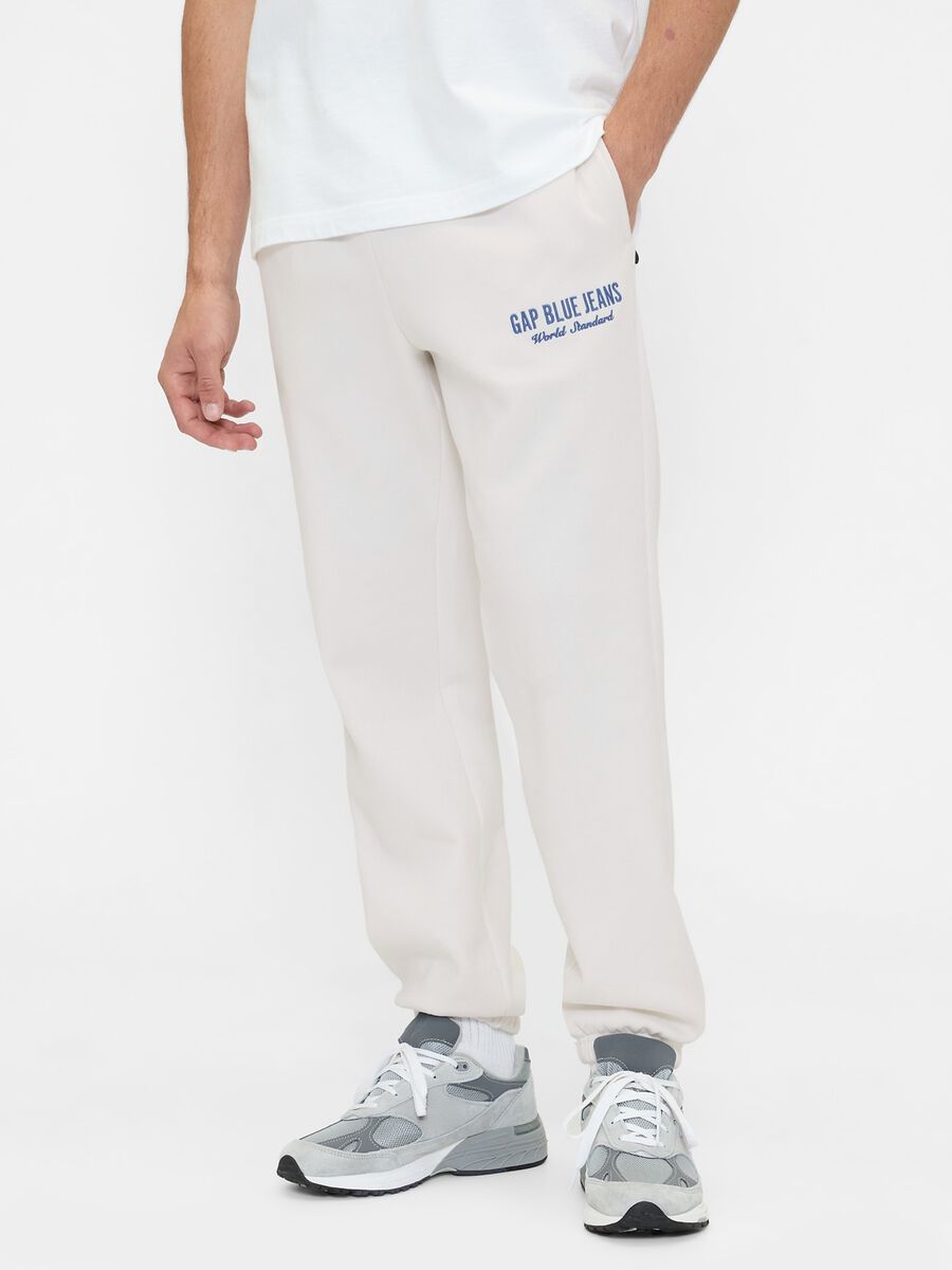 Beige jogger trousers in cotton and polyester blend Man_1