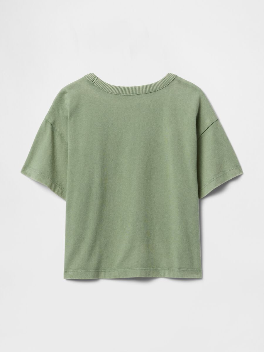 T-shirt cropped verde con ricamo Bimbo_3