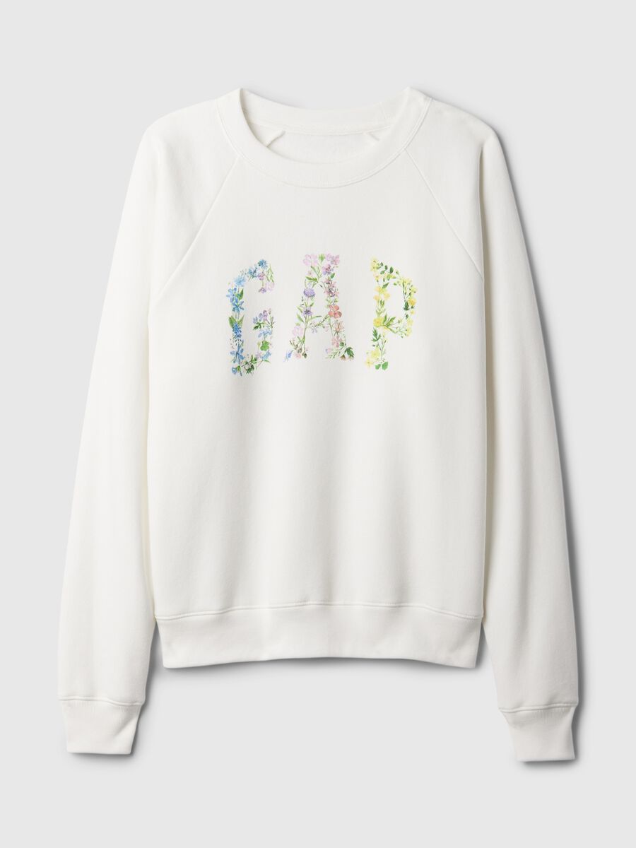 Sweatshirt with round neck and floral logo print Woman_2