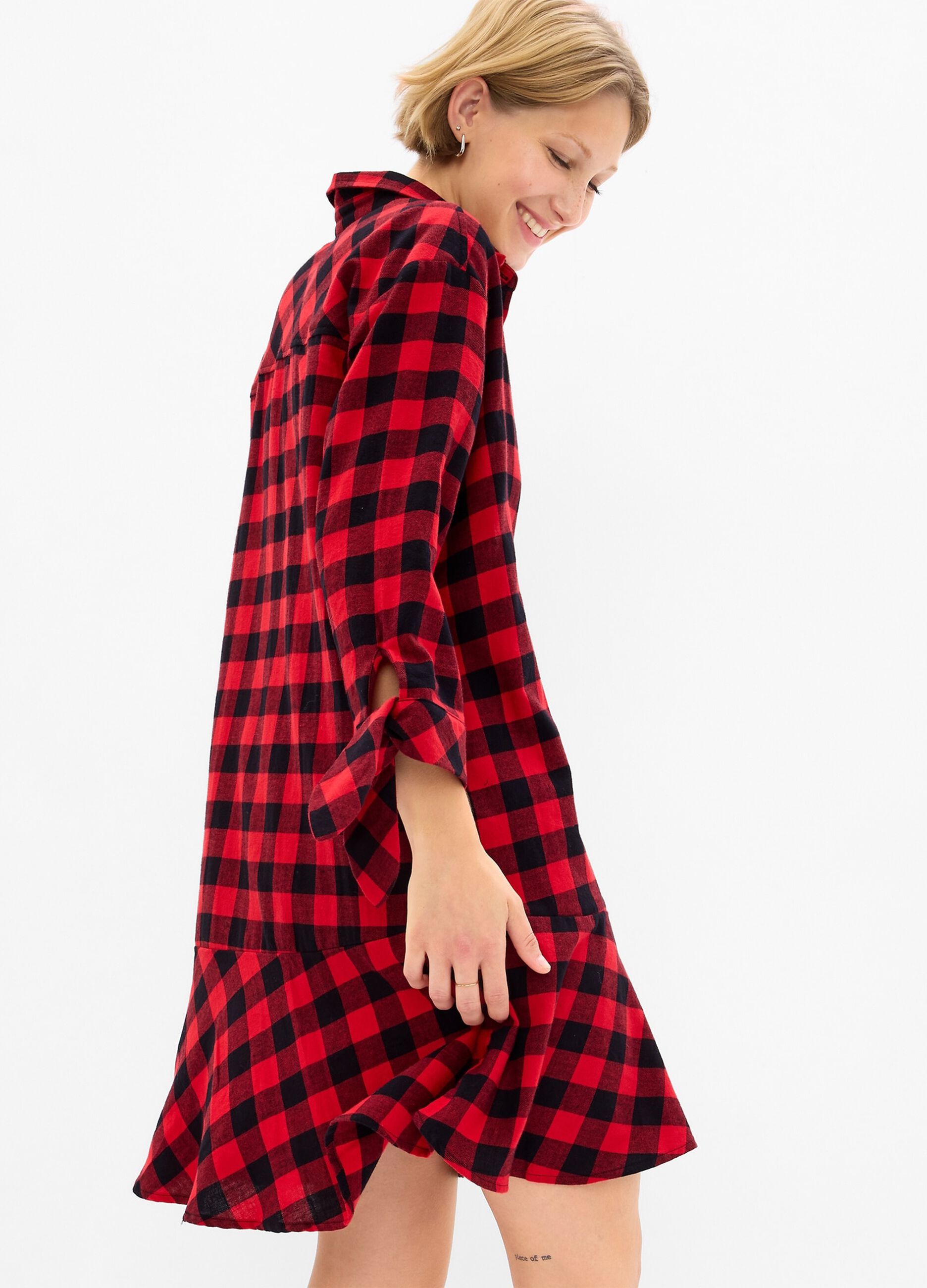 Shirt dress with check pattern_1