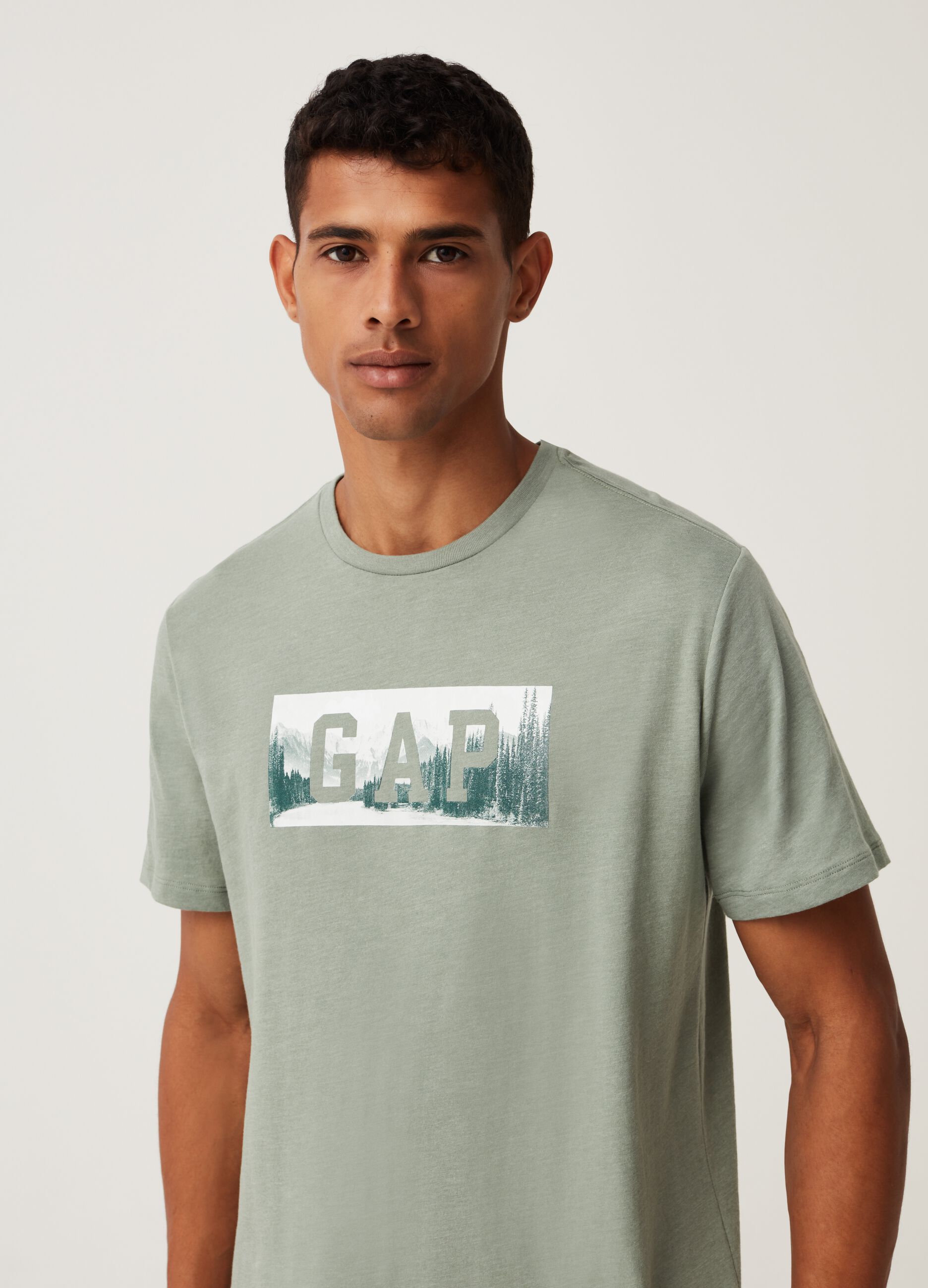 T-shirt with mountains and logo print_1