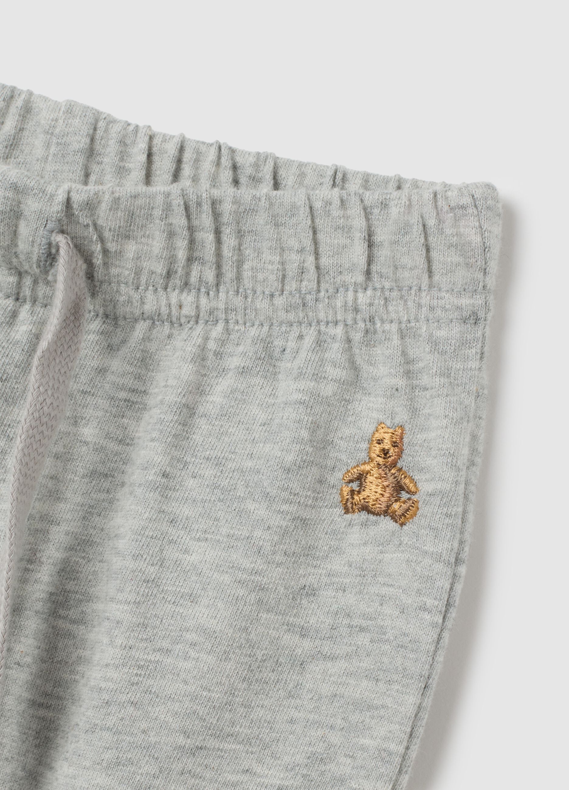 Joggers con coulisse e ricamo orsetto_2