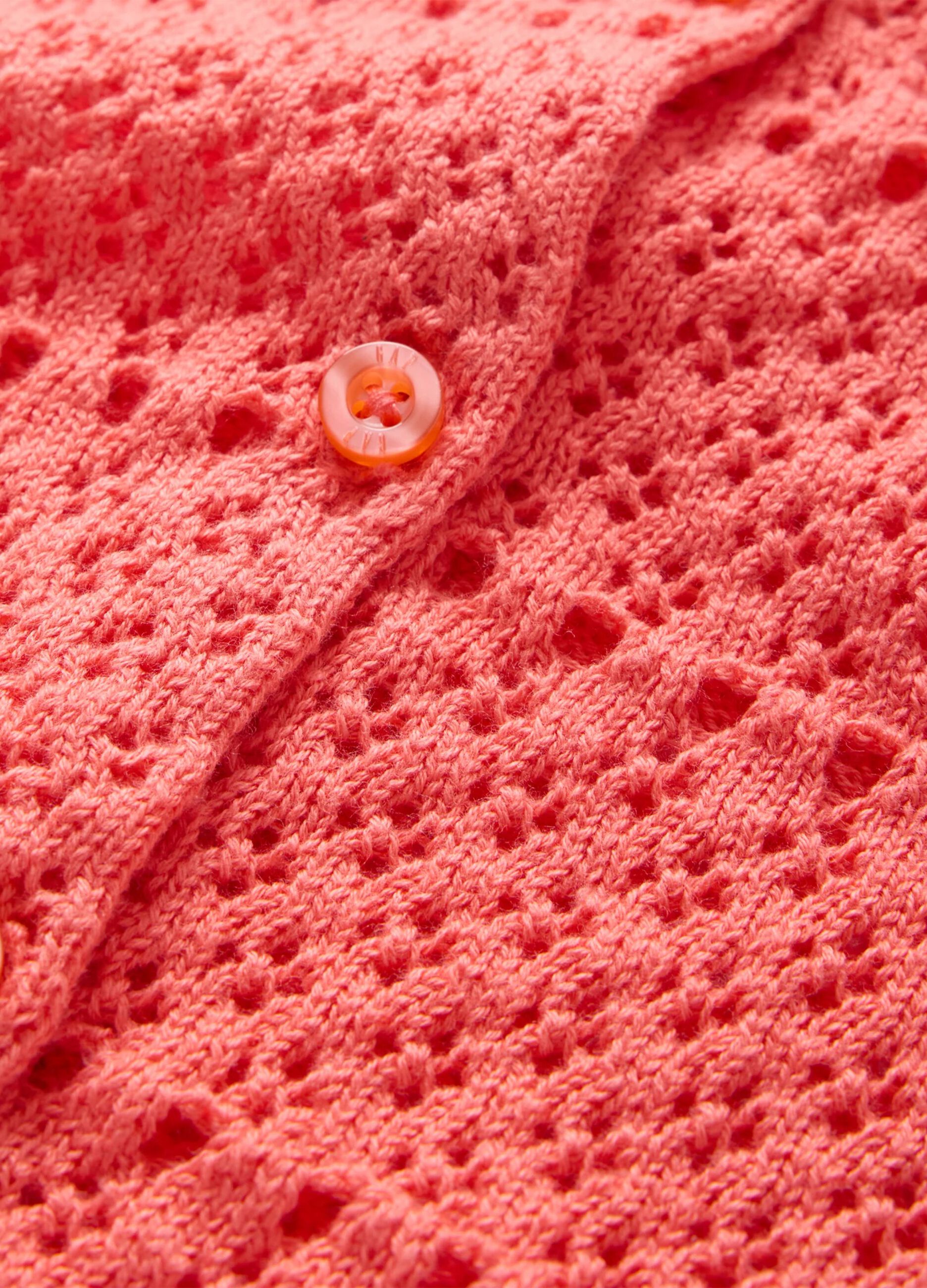Cardigan rosa con lavorazione traforata_4
