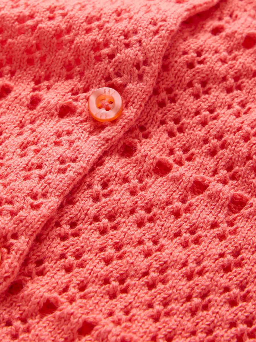 Cardigan traforato rosa in cotone Bambina_4