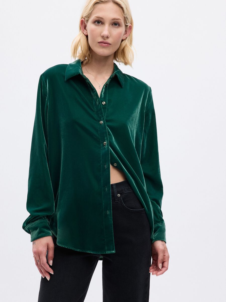 Camicia boyfriend in velluto Donna_0