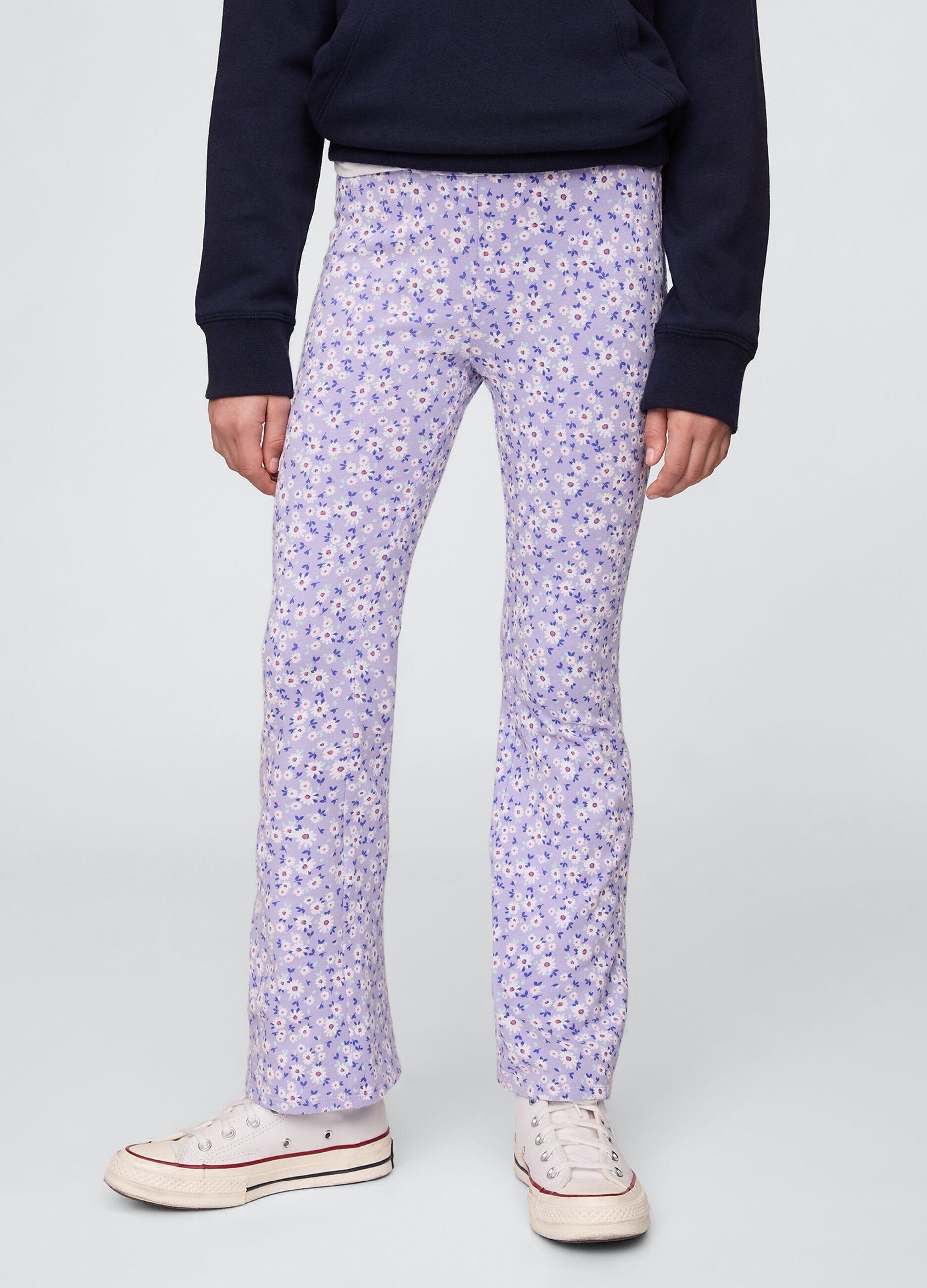 Pantaloni bootcut a fiori viola_1