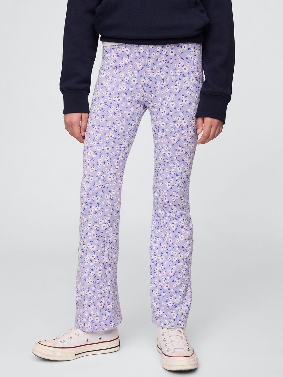 Pantaloni bootcut a fiori viola Bambina_1