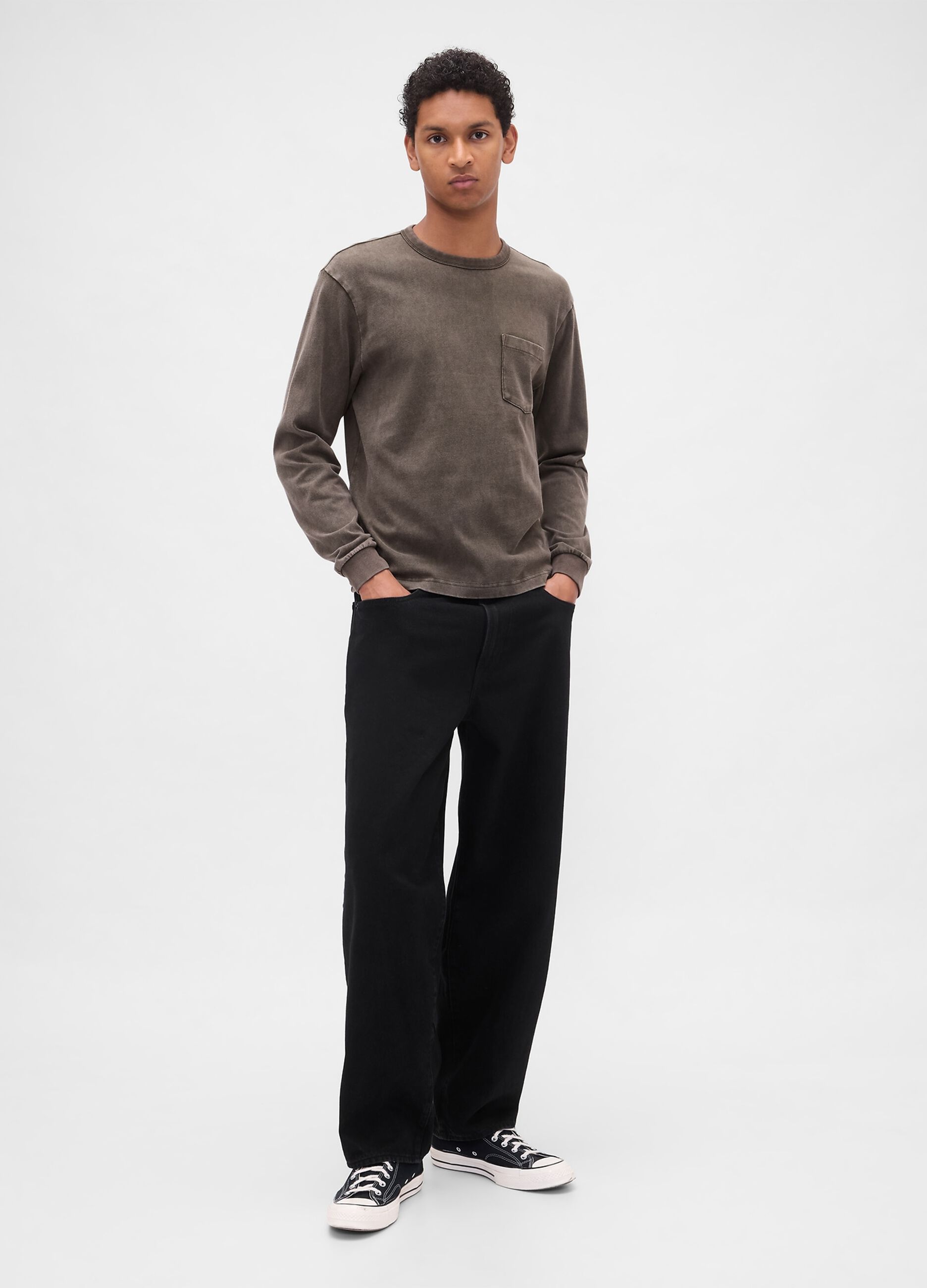 Brown long-sleeve cotton shirt_2