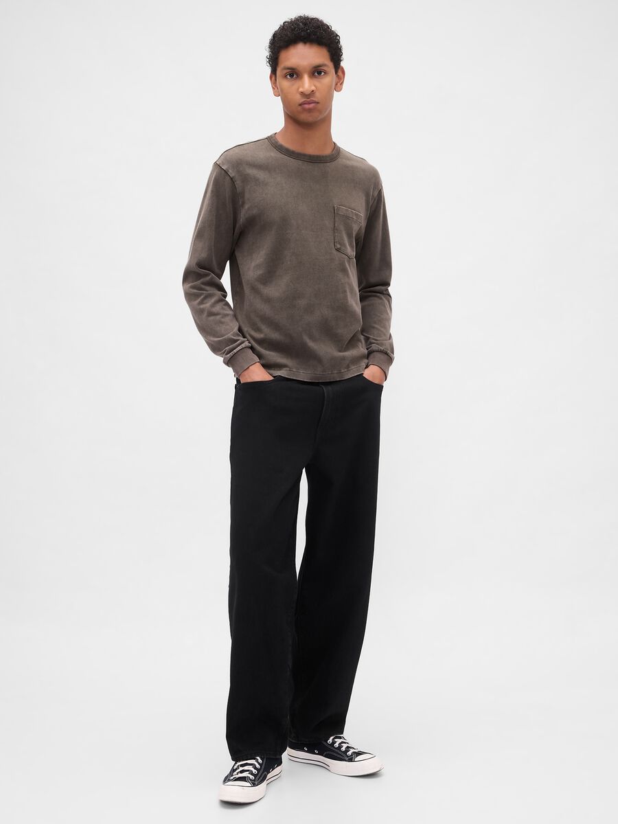 Brown long-sleeve cotton shirt Man_2