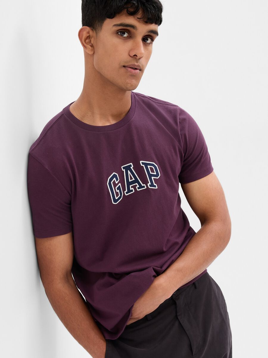 Cotton T-shirt with embroidered logo Man_0