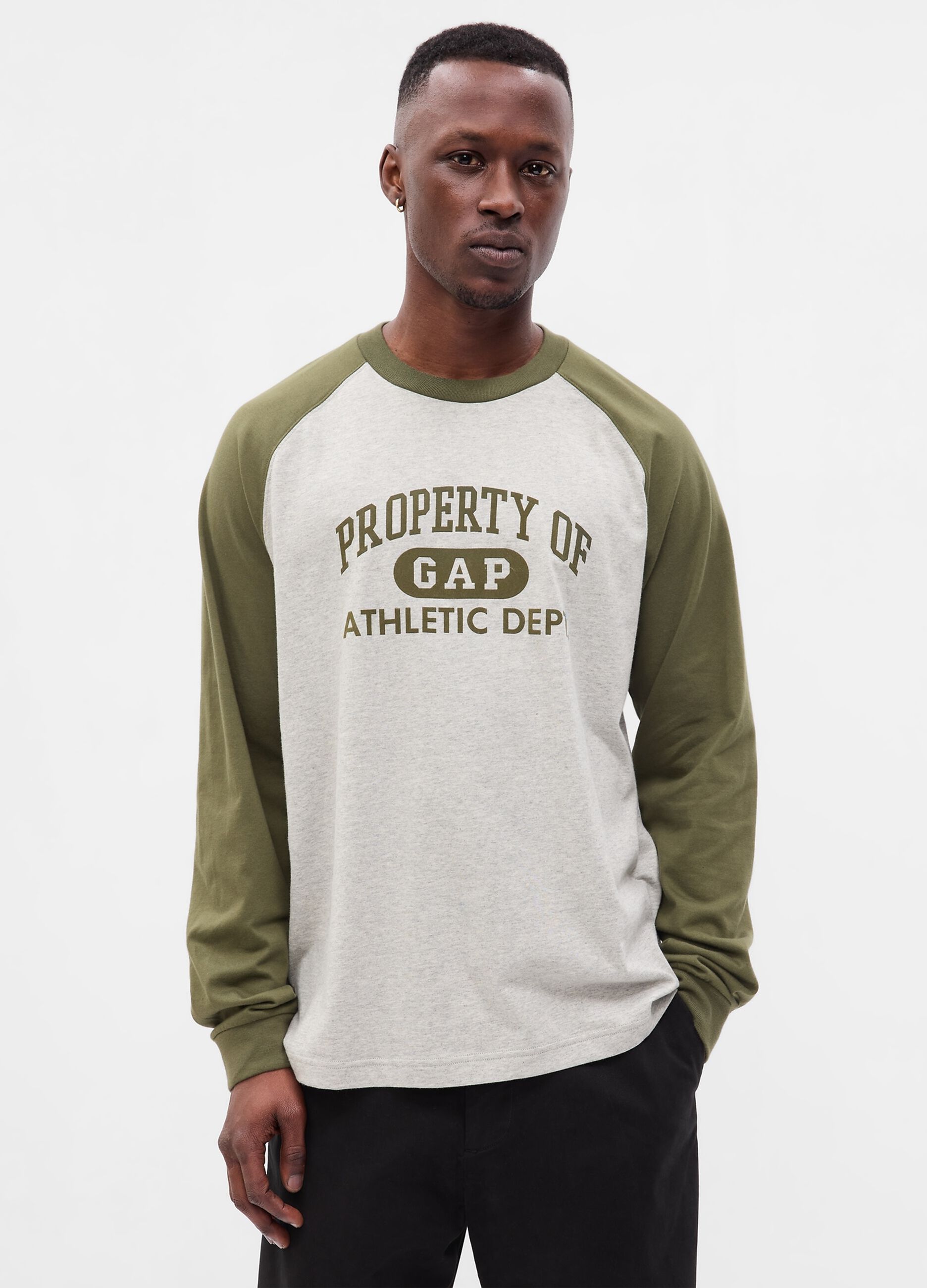 T-shirt bicolore con stampa logo Athletics