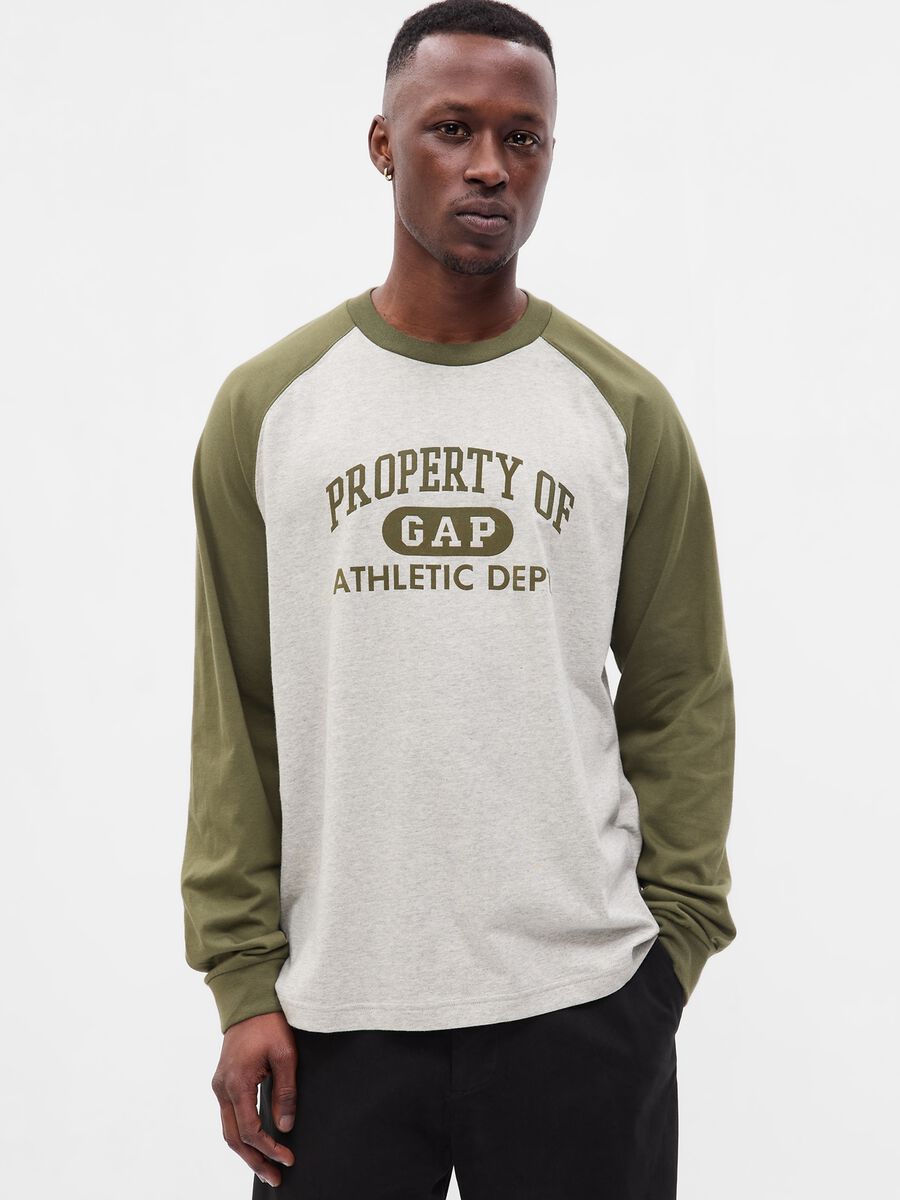 Two-tone T-shirt with Athletics logo print Man_0