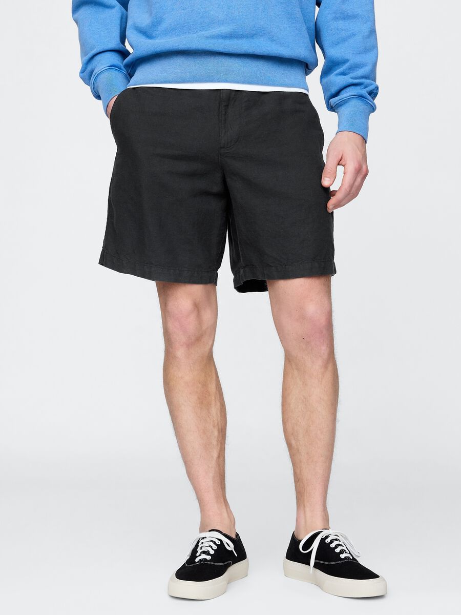 Shorts neri in lino e cotone Gap Uomo_1