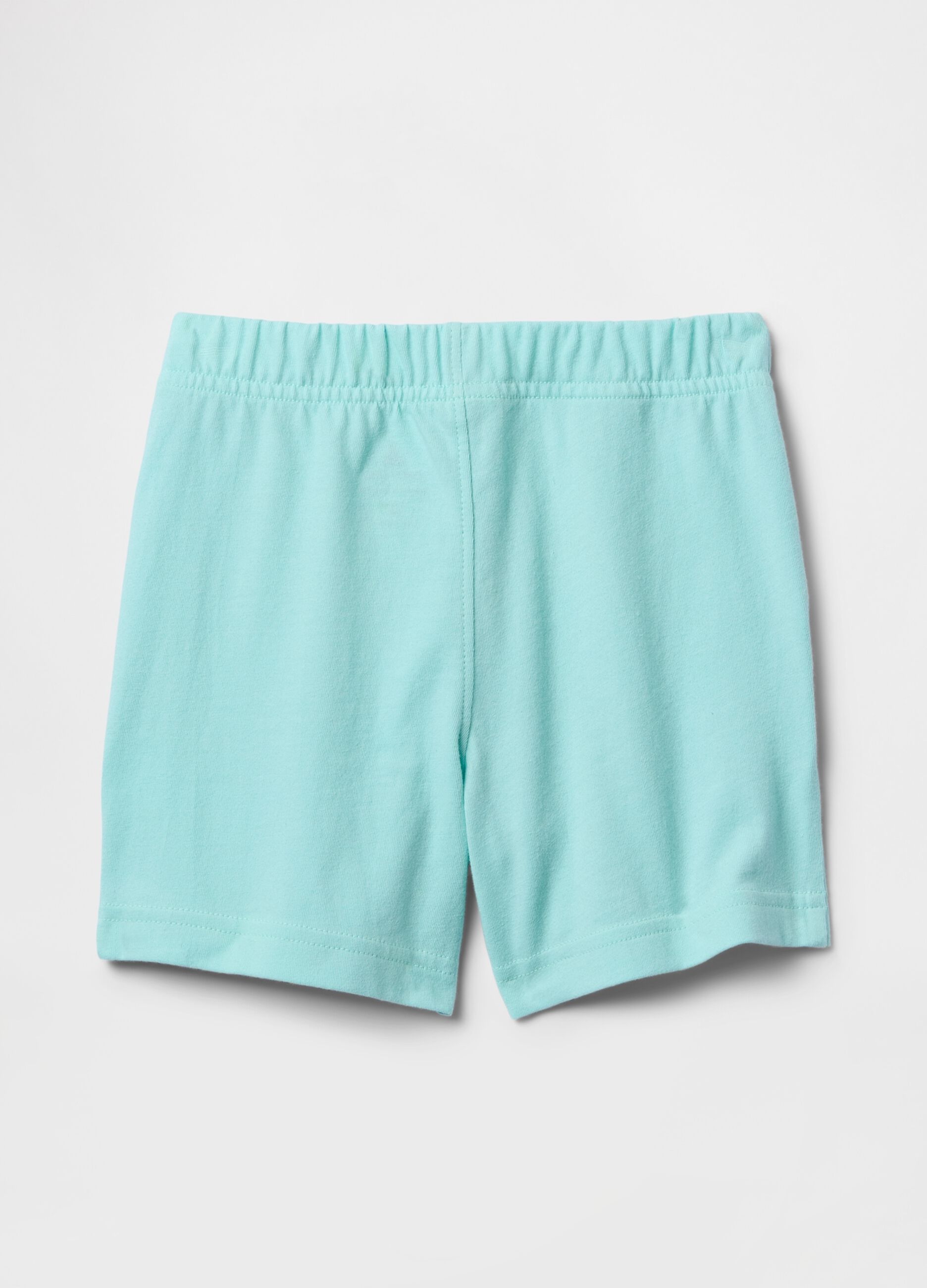 Pantaloncini morbidi azzurri con logo ricamato_1
