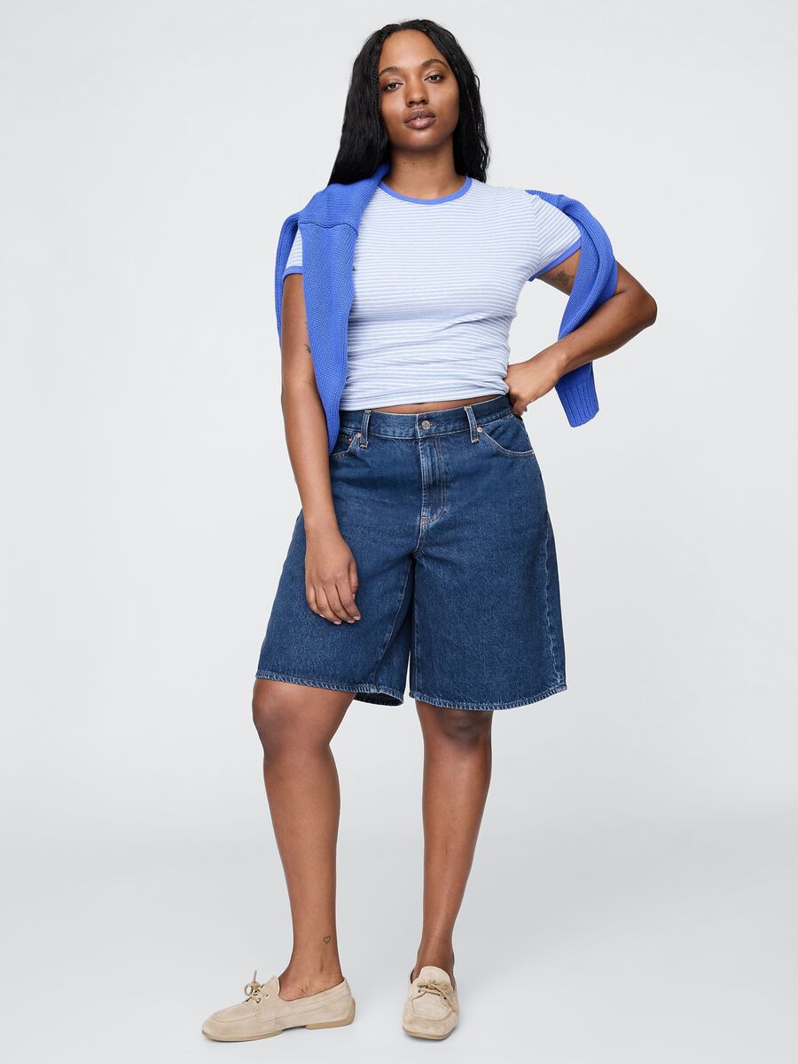 Pantaloncini in denim blu Donna_4