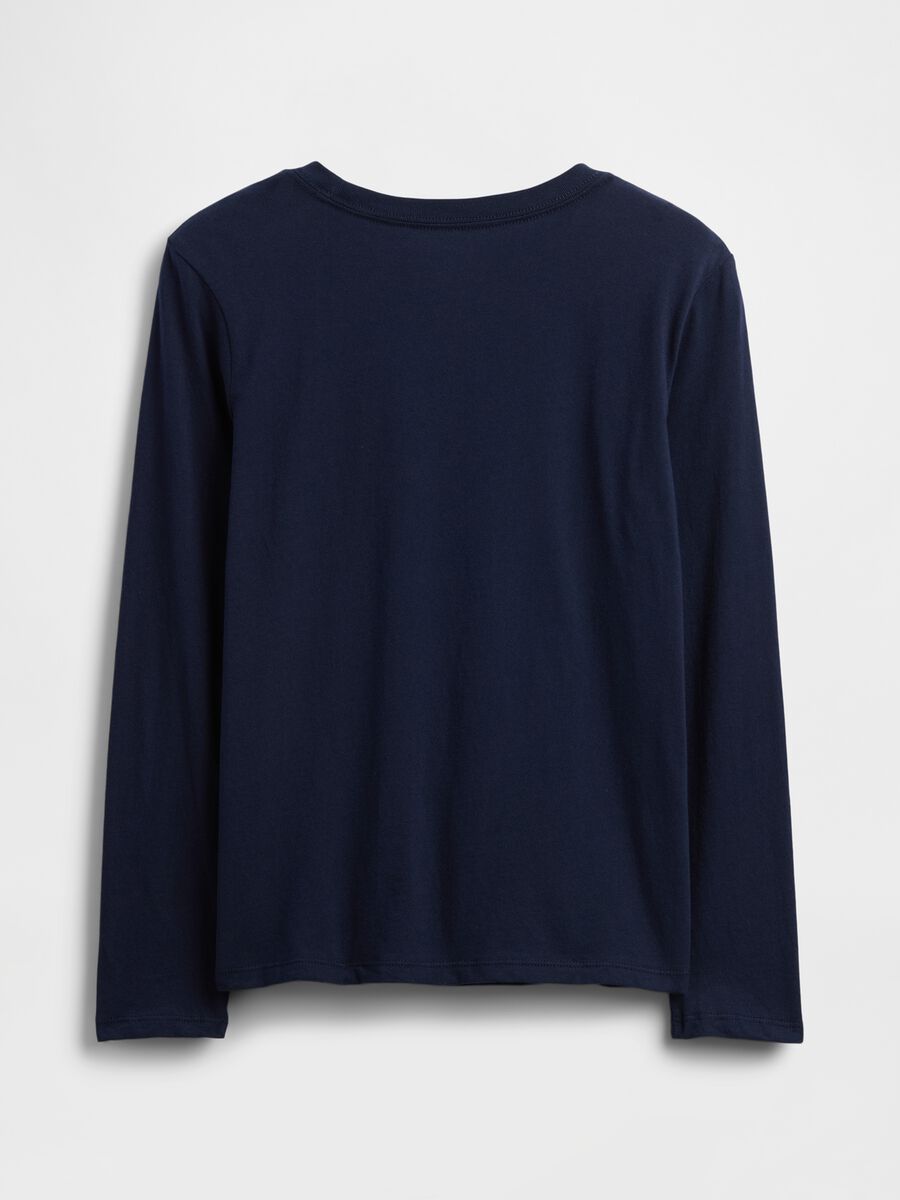 Maglietta blu a maniche lunghe in cotone Bambino_1