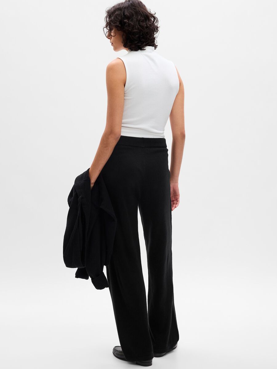 Joggers wide leg in maglia con coulisse Donna_1