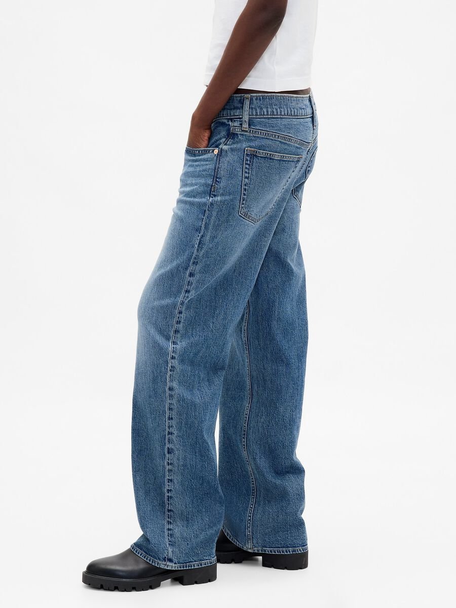 Jeans denim elasticizzati a gamba ampia Donna_3