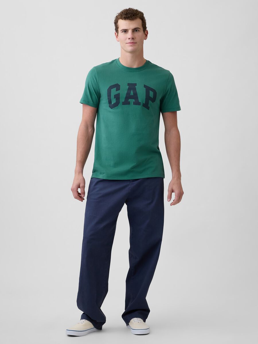 T-shirt a maniche corte in puro cotone con logo Uomo_2