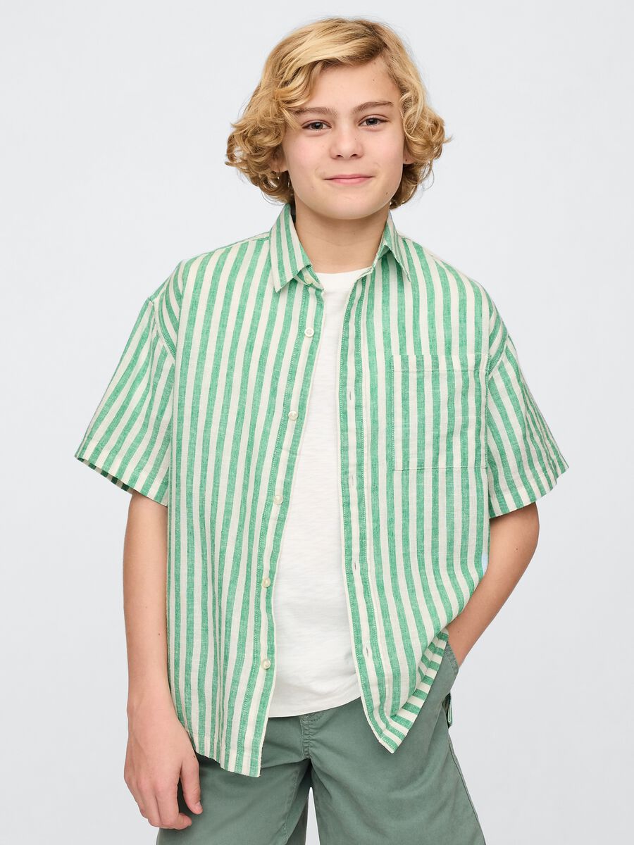 Camicia a righe verdi e bianche Boy_0