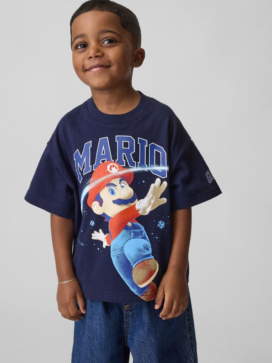 T-shirt Super Mario Nintendo a maniche corte in puro cotone Bimbo_0