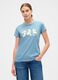 T-shirt azzurra a maniche corte in cotone_0