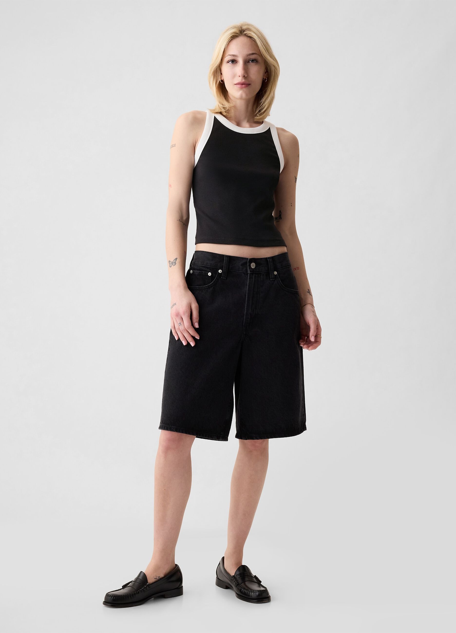 Ribbed crop tank top with halter neck_1