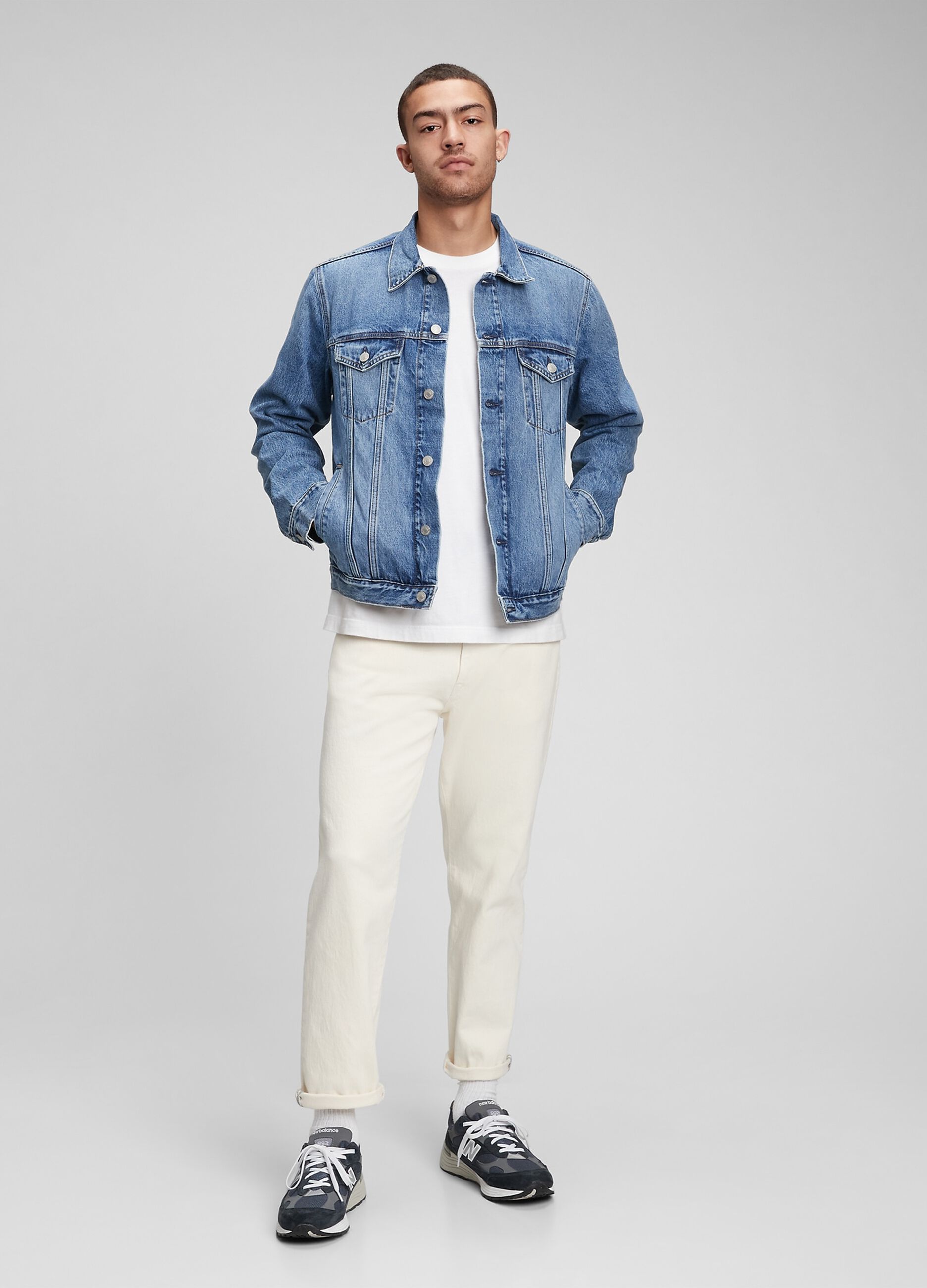 Giacca corta in denim acid wash