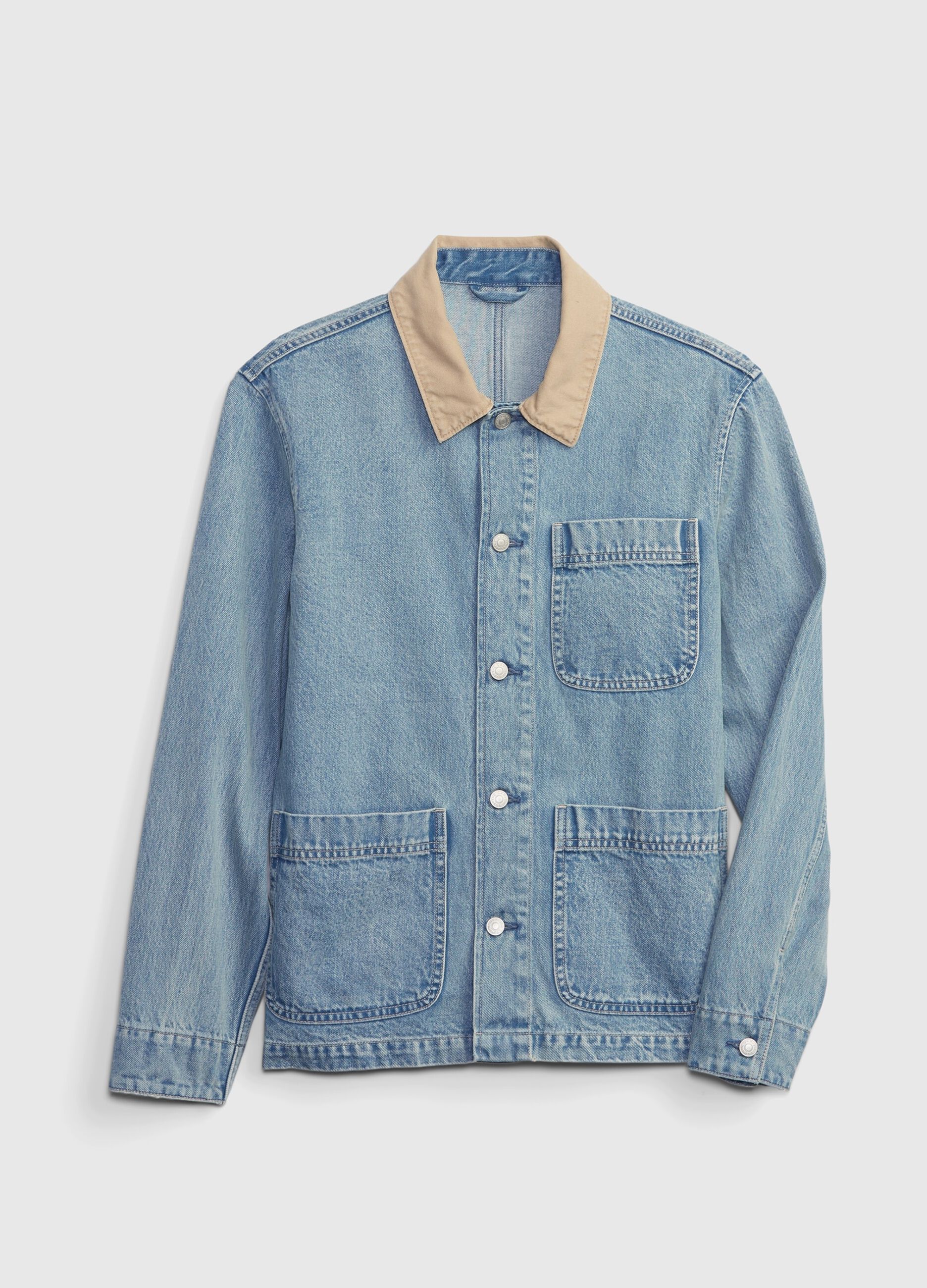 Short jacket in denim with contrasting collar_3