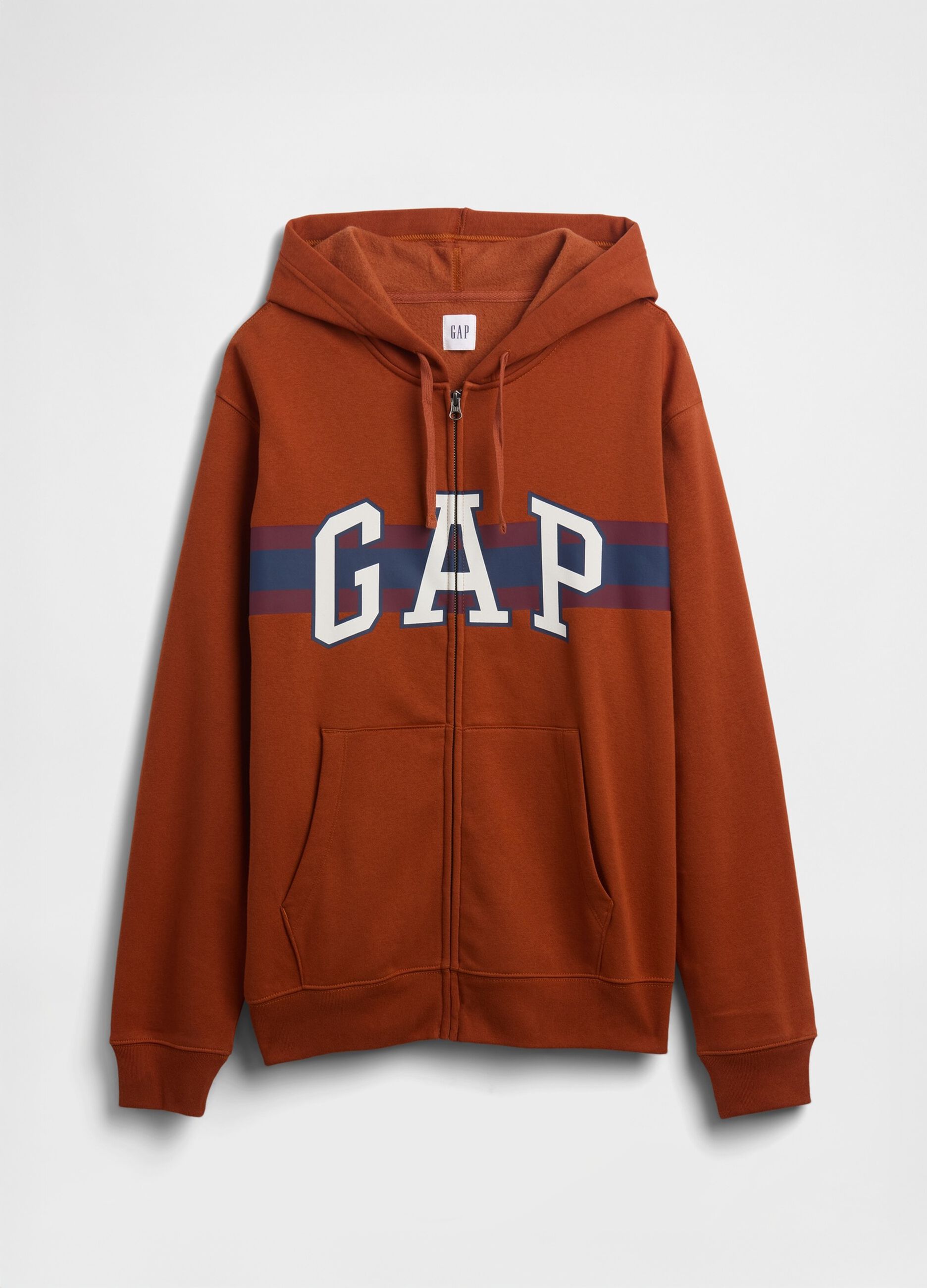 Felpa arancione con cappuccio e zip_3