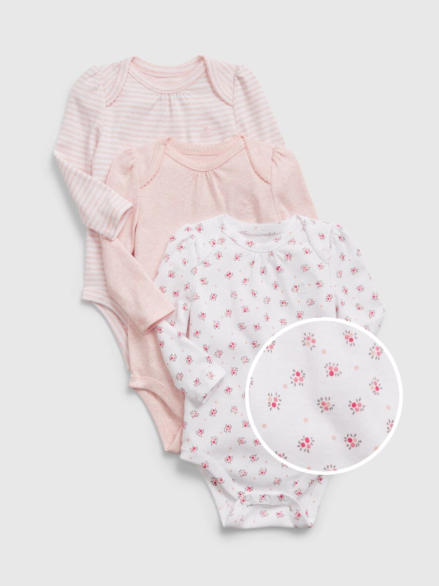 Three-pack cotton bodysuits with long sleeves. Newborn Boy_0
