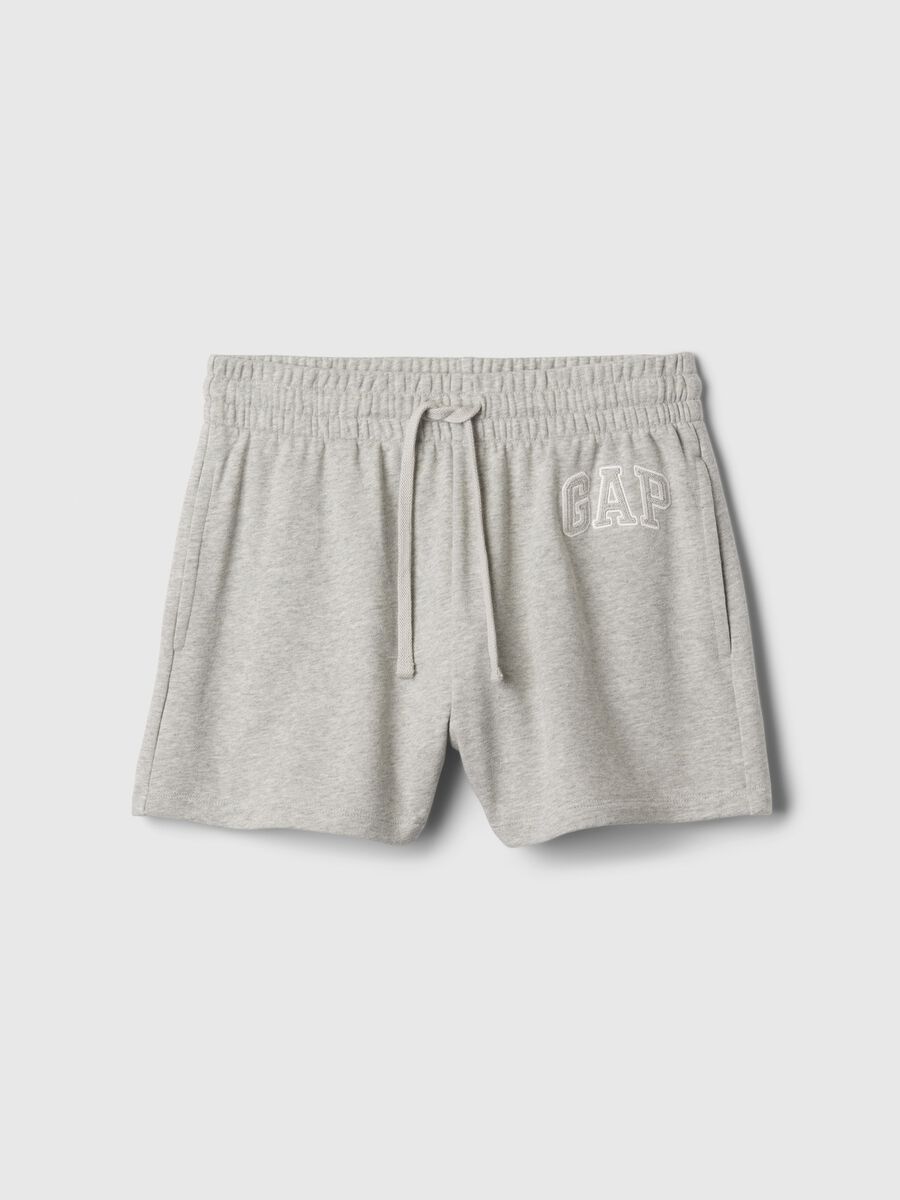 Shorts in French Terry con ricamo logo Donna_2