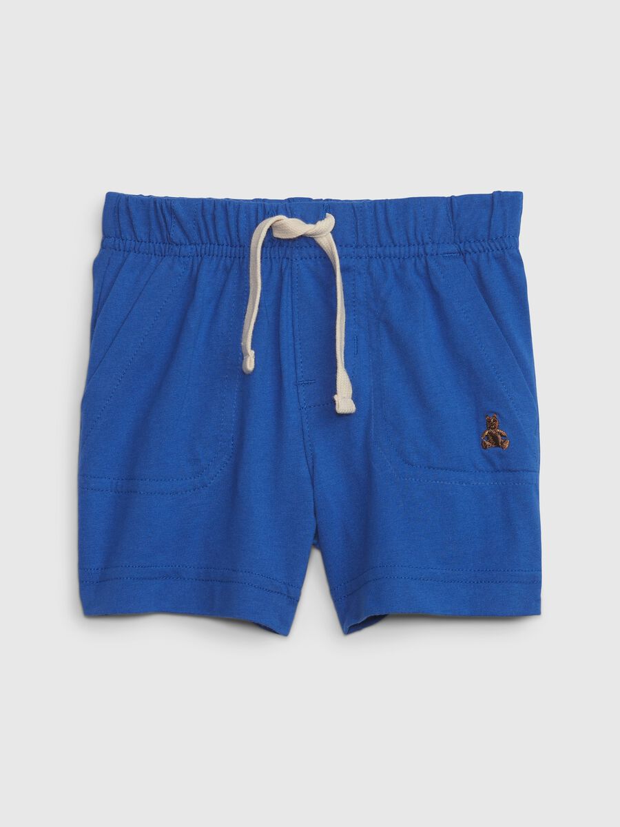 Shorts in cotone con ricamo orsetto Neonato_0