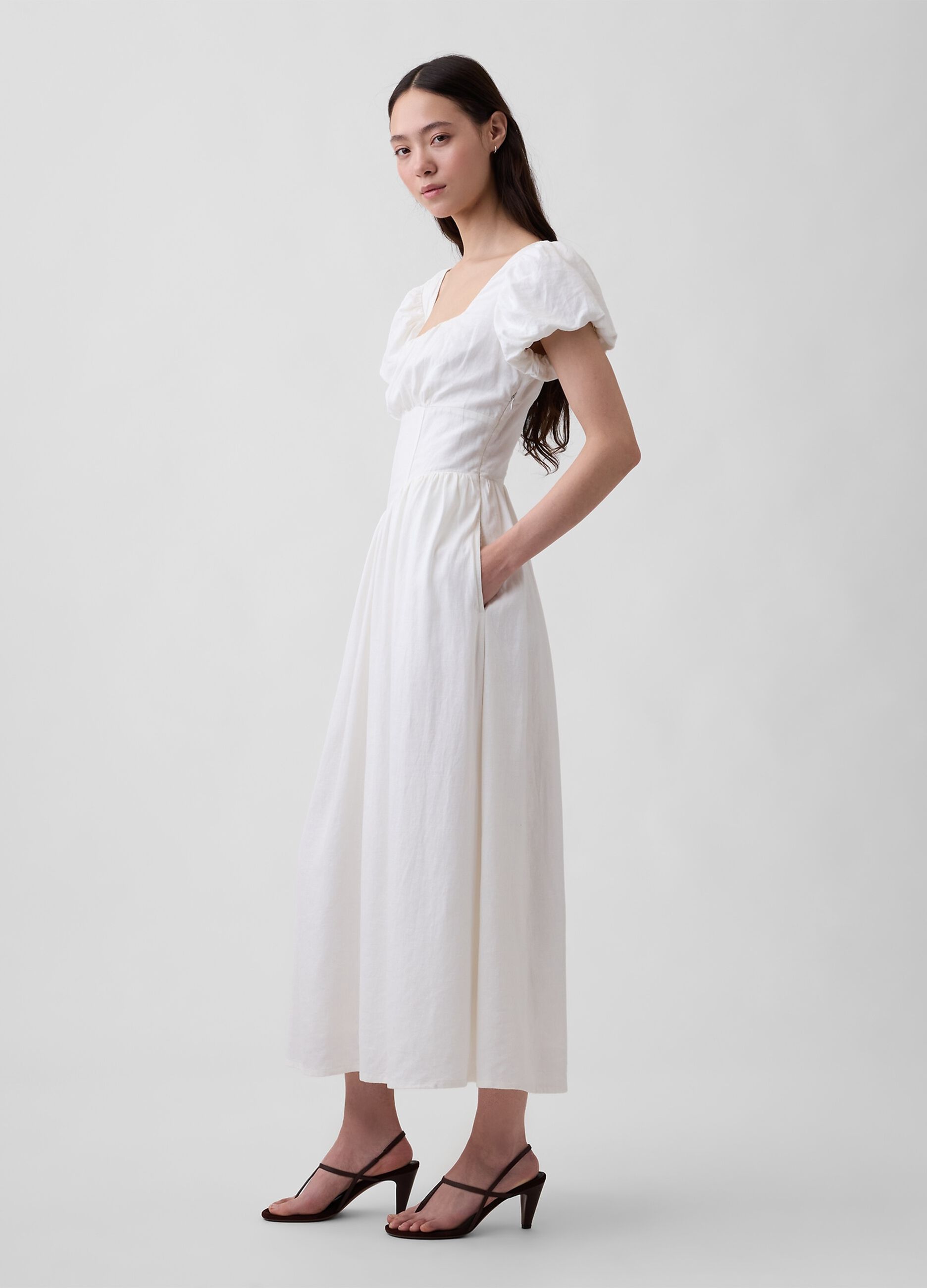 Abito midi in misto lino