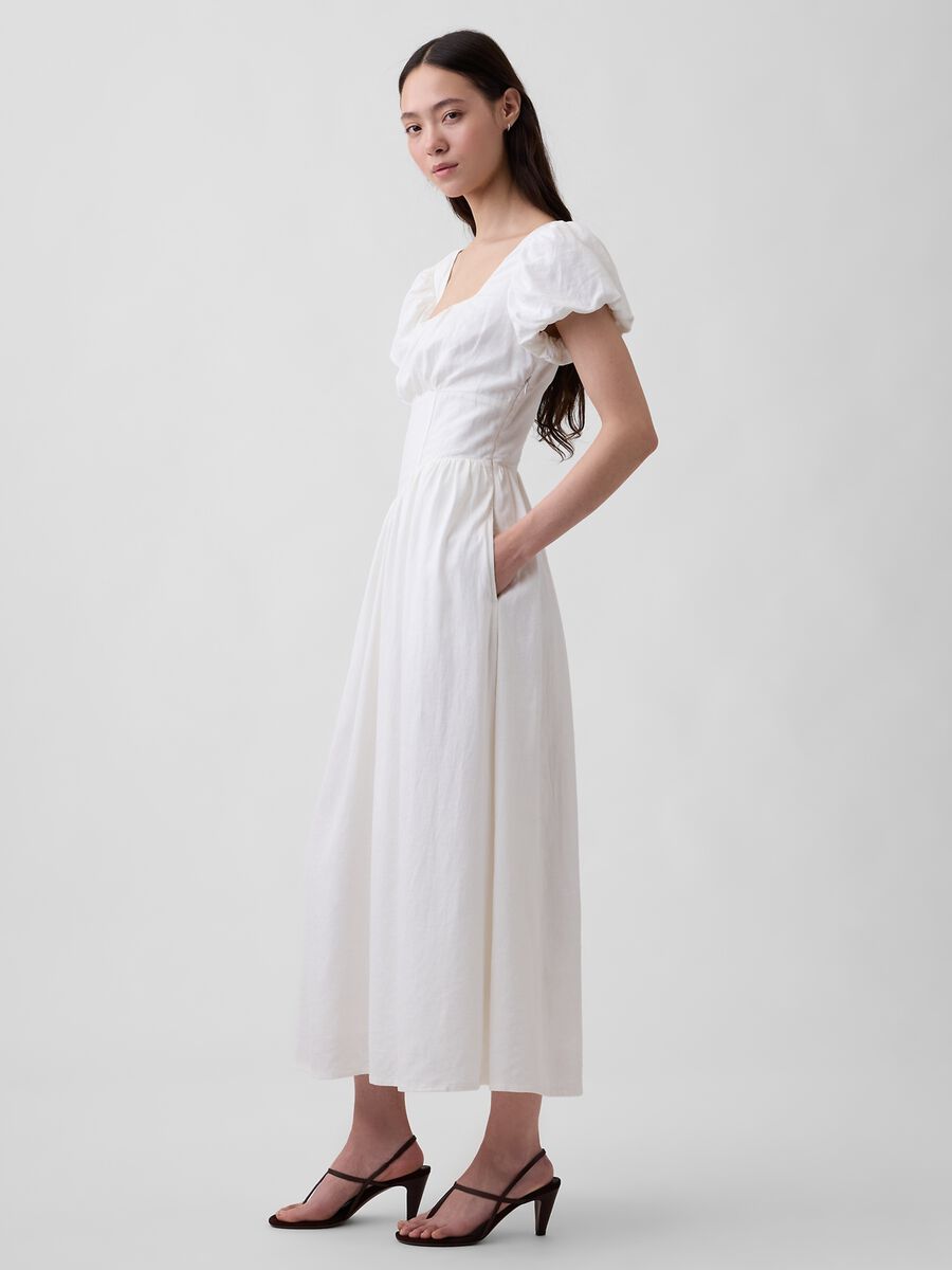 Abito midi in misto lino Donna_2