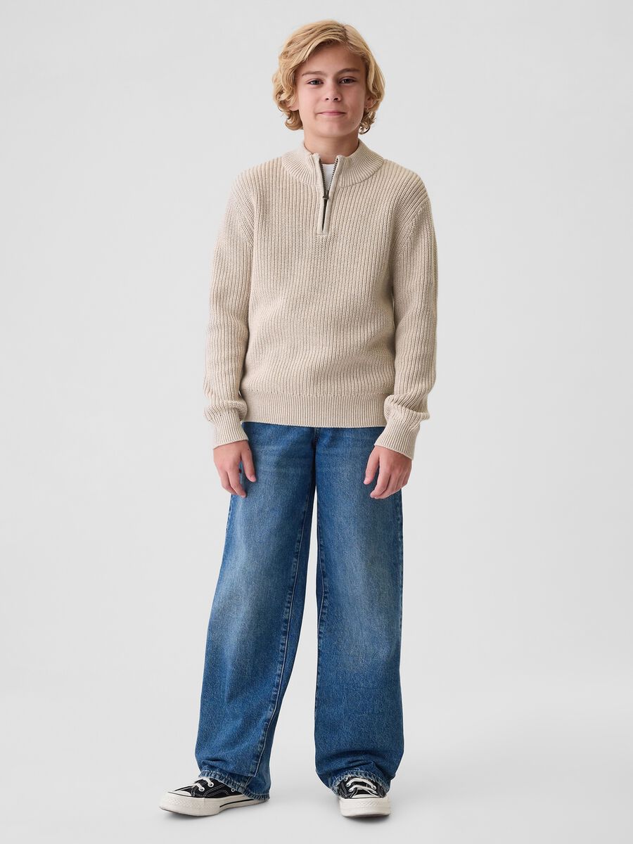 Pullover mock neck con mezza zip Bambino_1