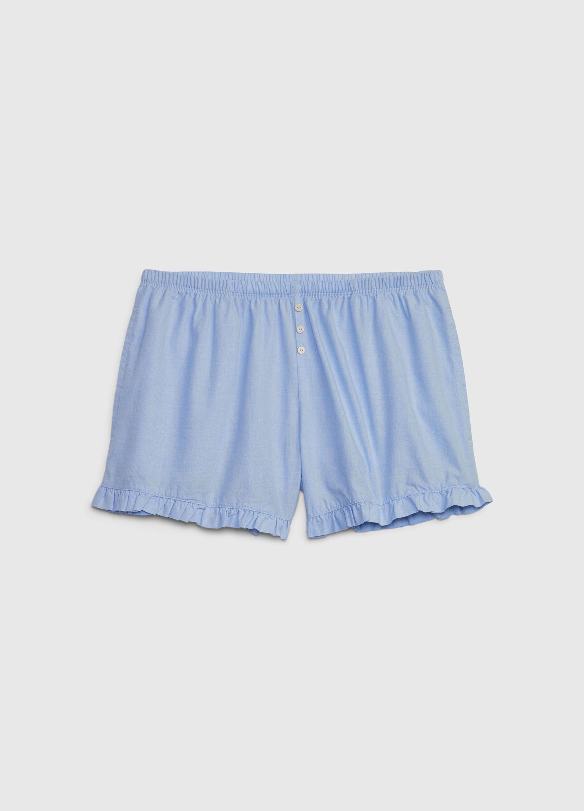 Shorts pigiama in popeline con rouches_5