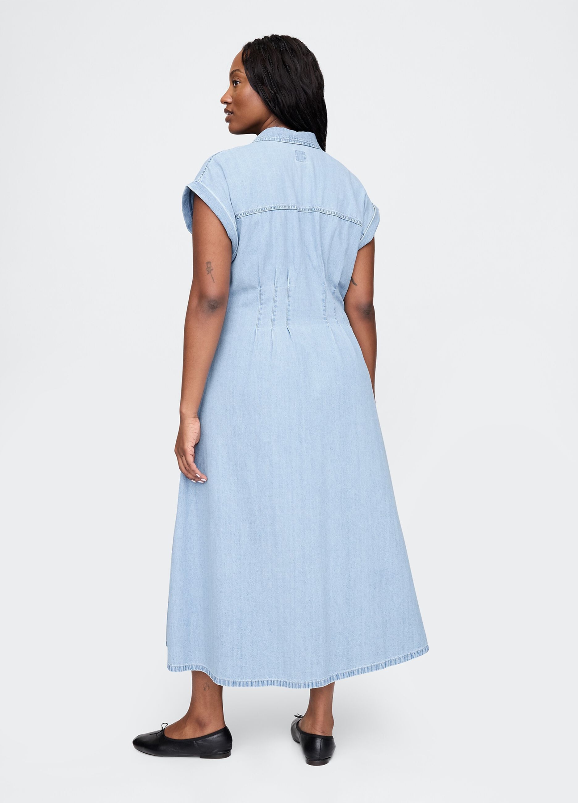 Vestito lungo denim in cotone_5