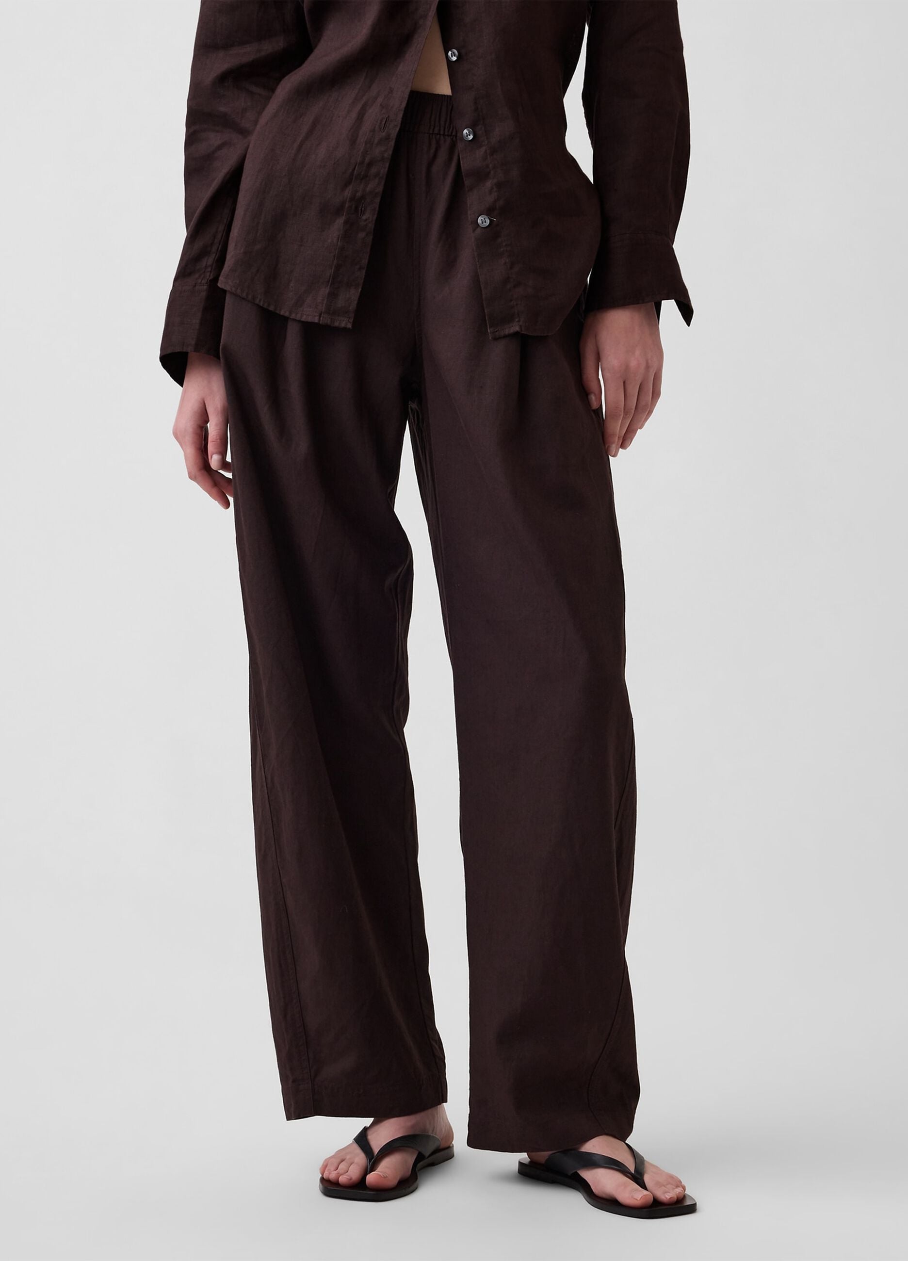 Pantaloni palazzo in misto lino