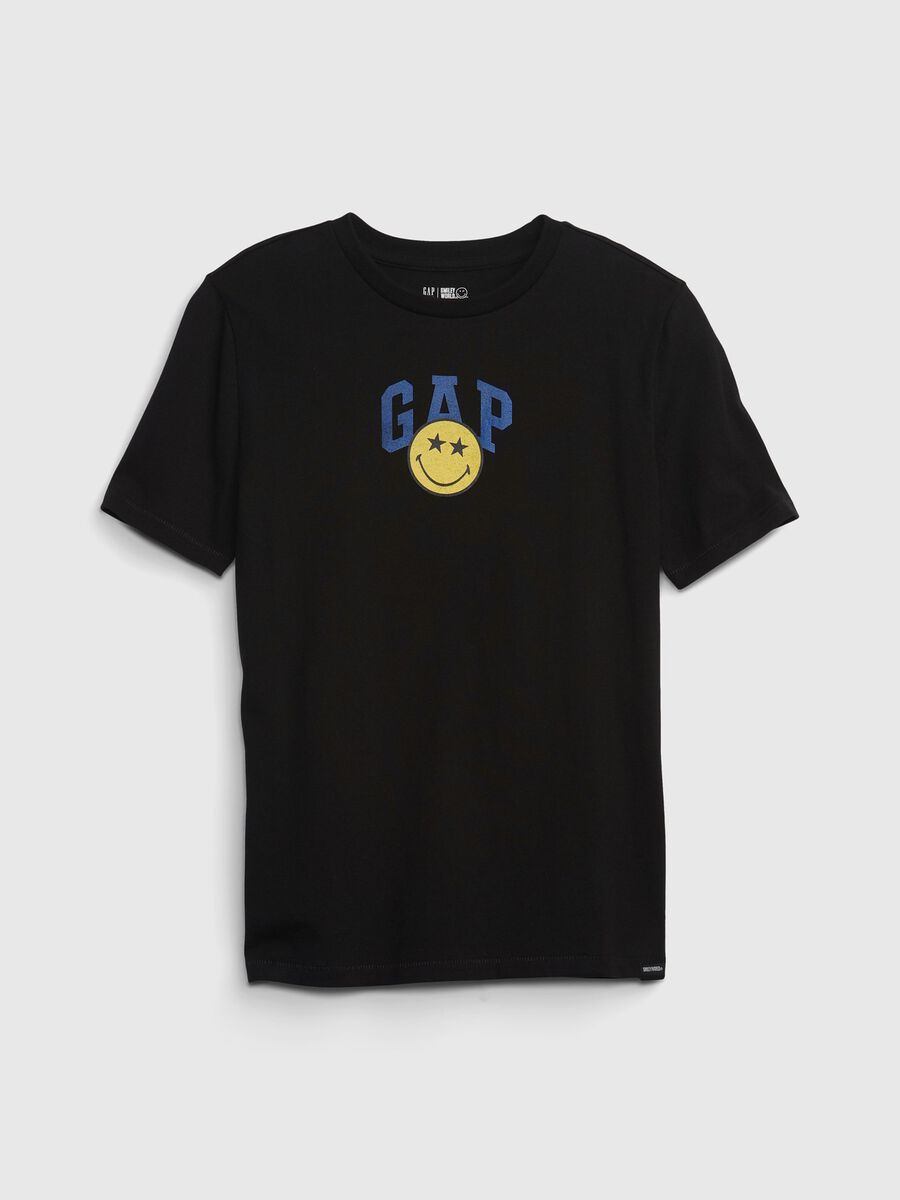 T-shirt con stampa logo e Smiley® Bambina_0
