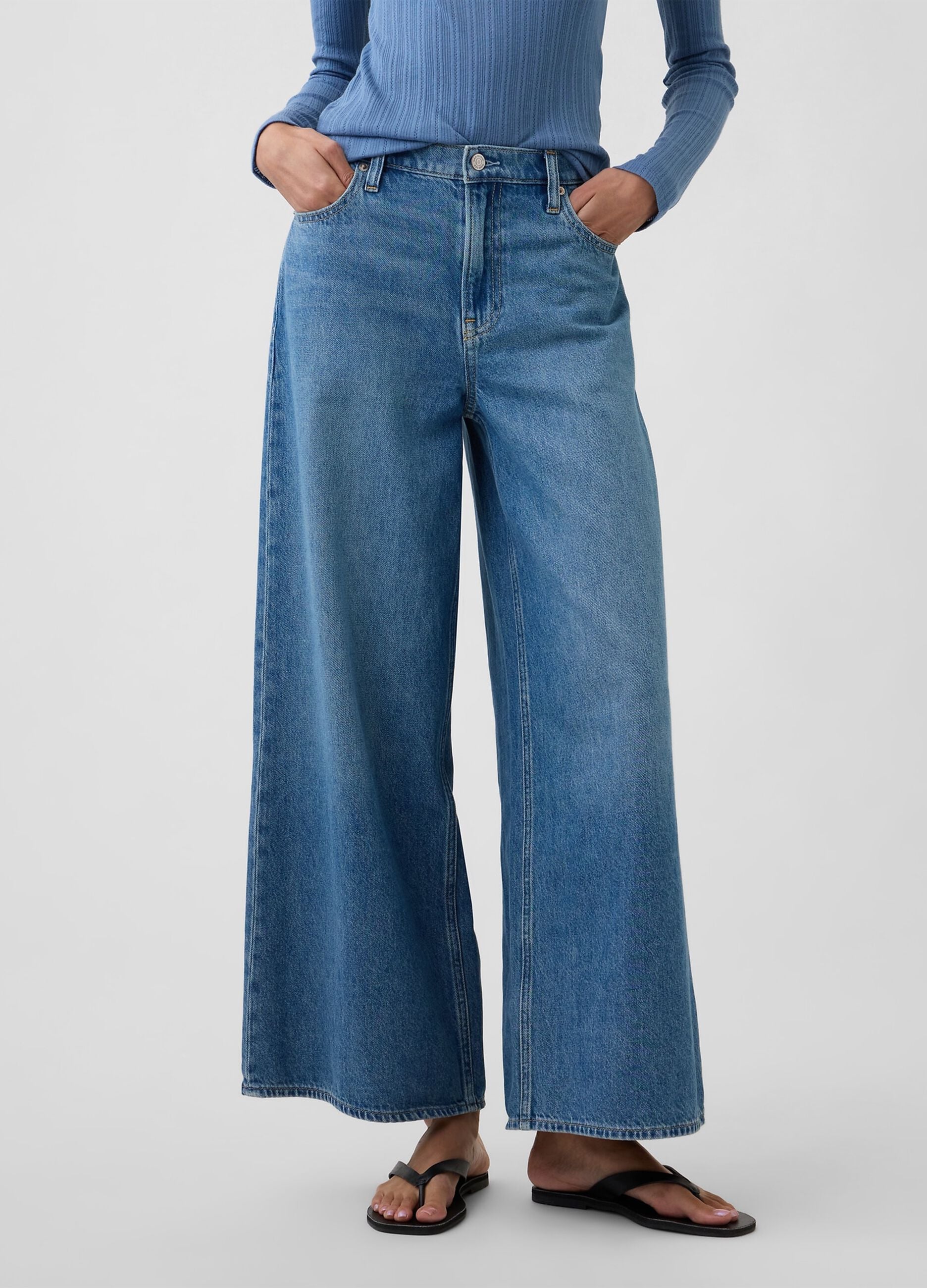 Jeans wide leg in puro cotone