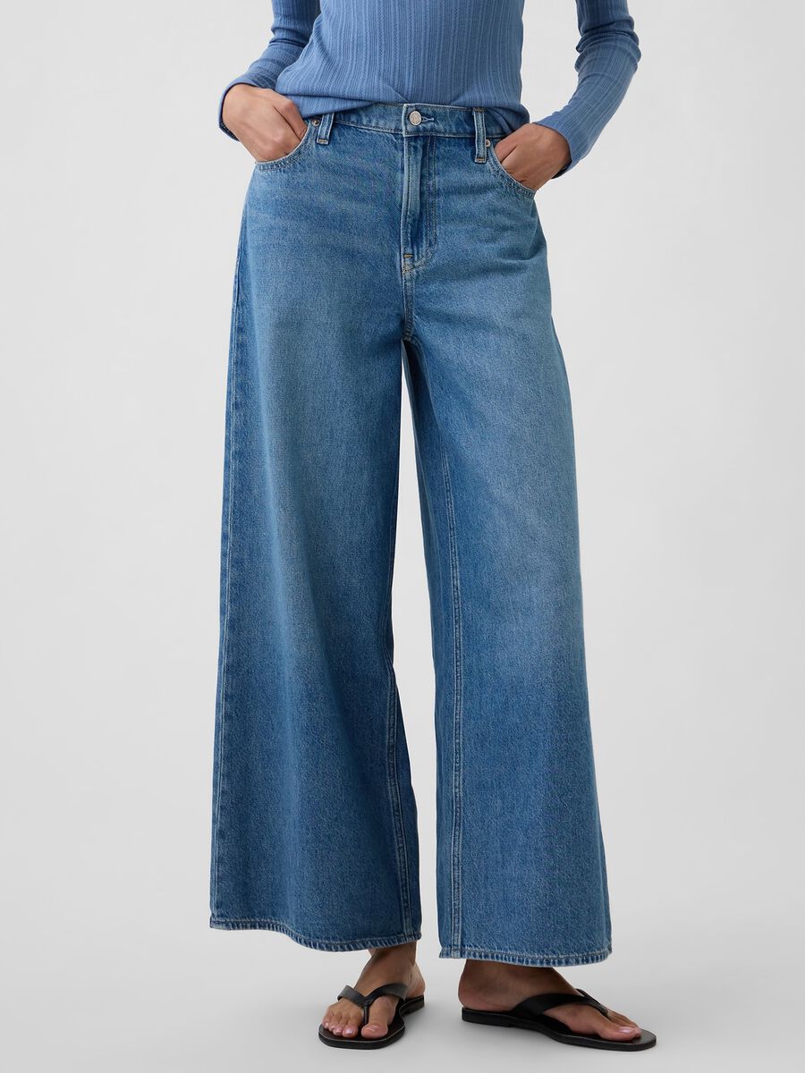 Jeans wide leg in puro cotone Donna_3