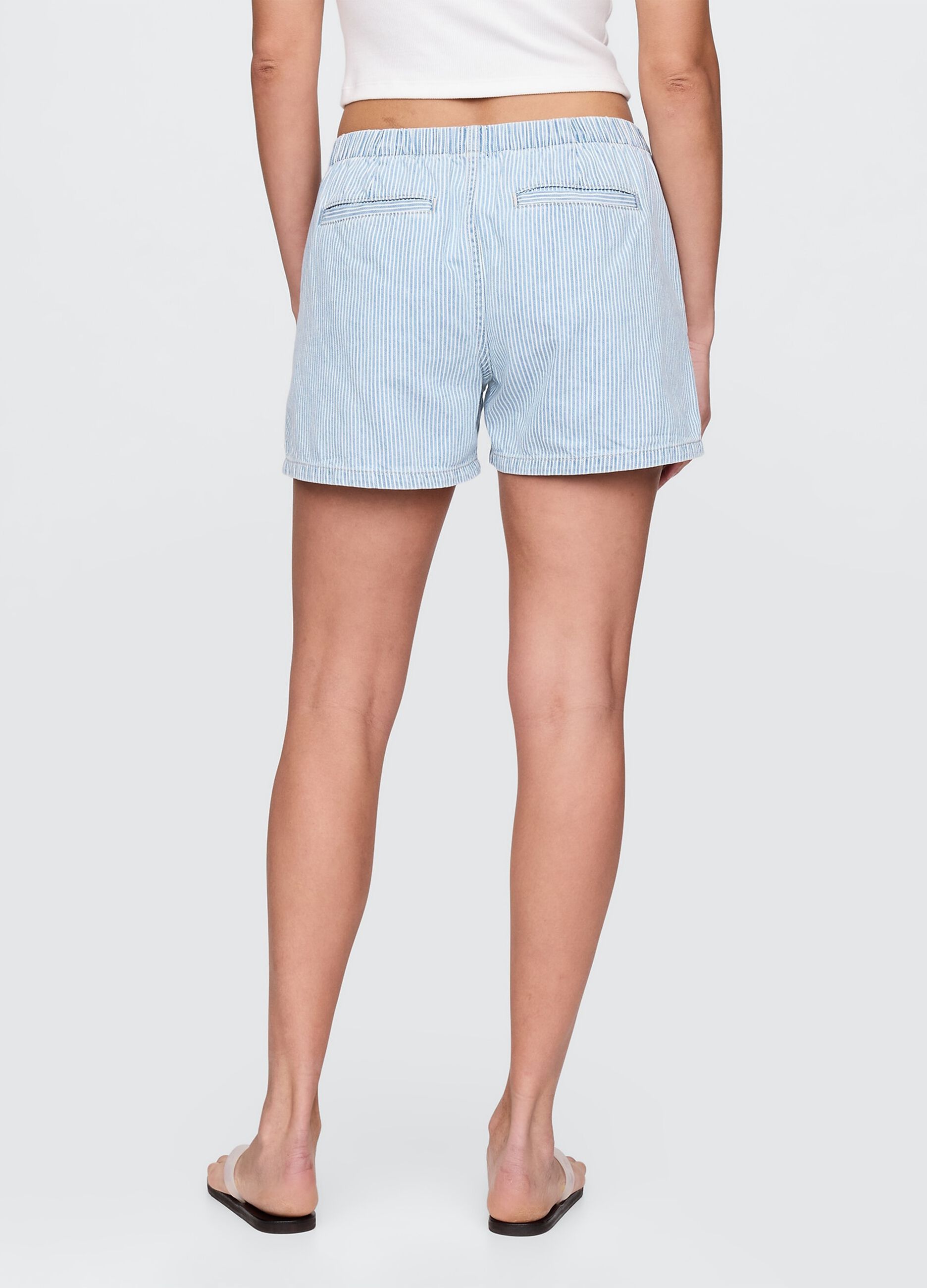 Shorts a righe in denim azzurro_2