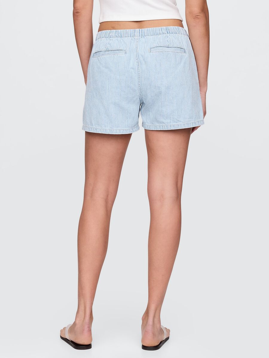 Shorts a righe in denim azzurro Donna_2
