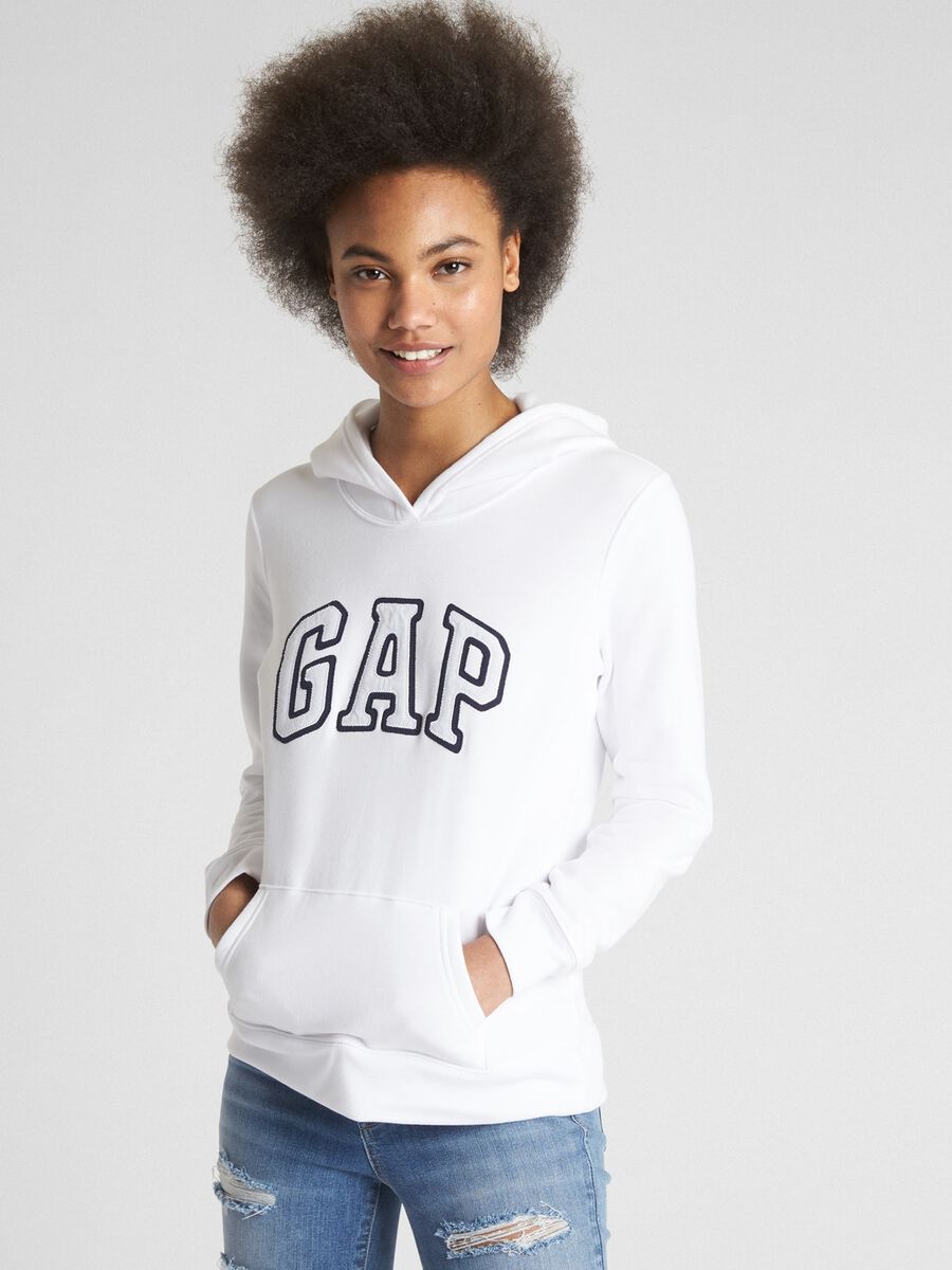 Felpa con cappuccio e ricamo logo Donna_0