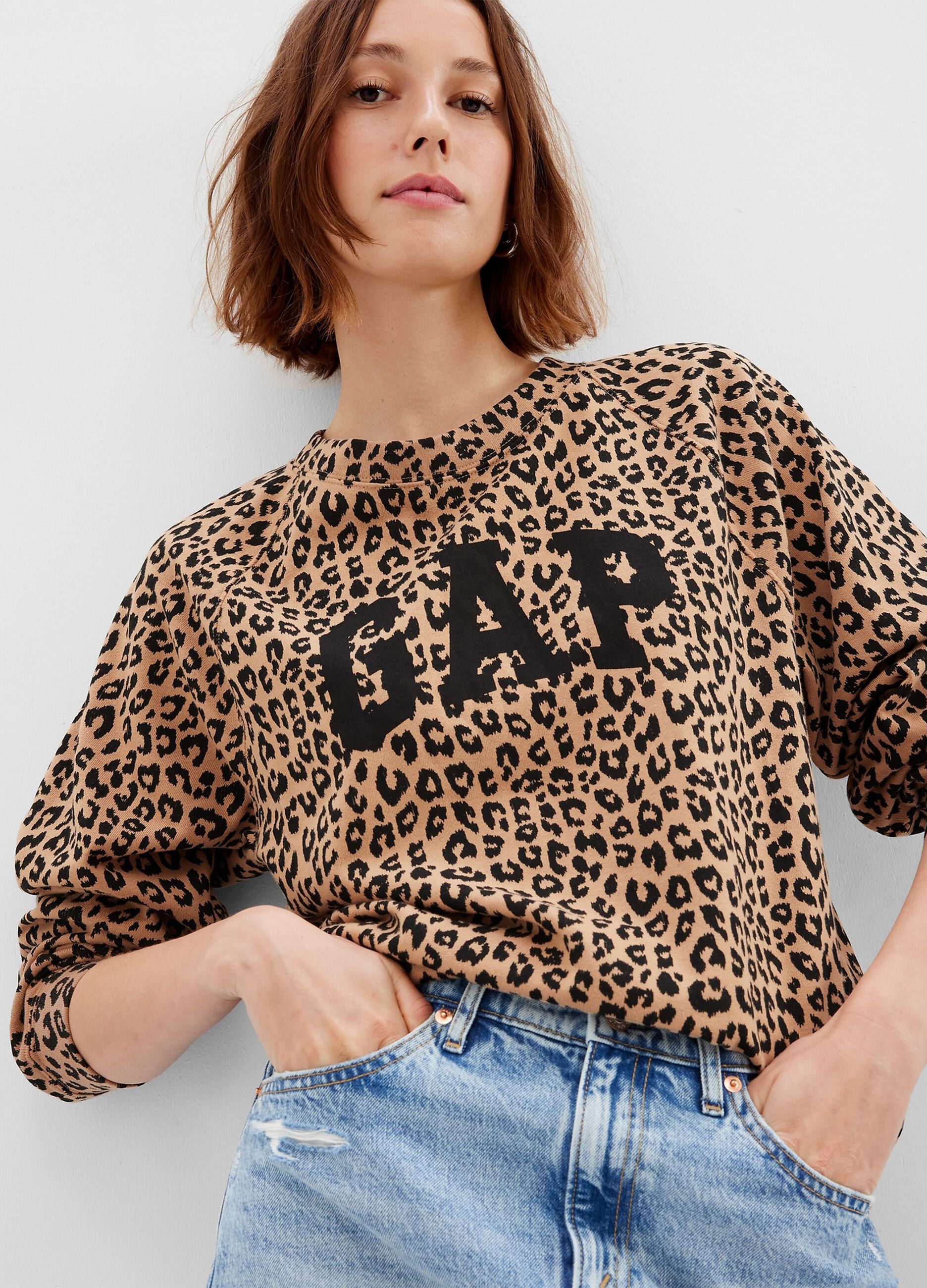 Animal print sweatshirt with logo print