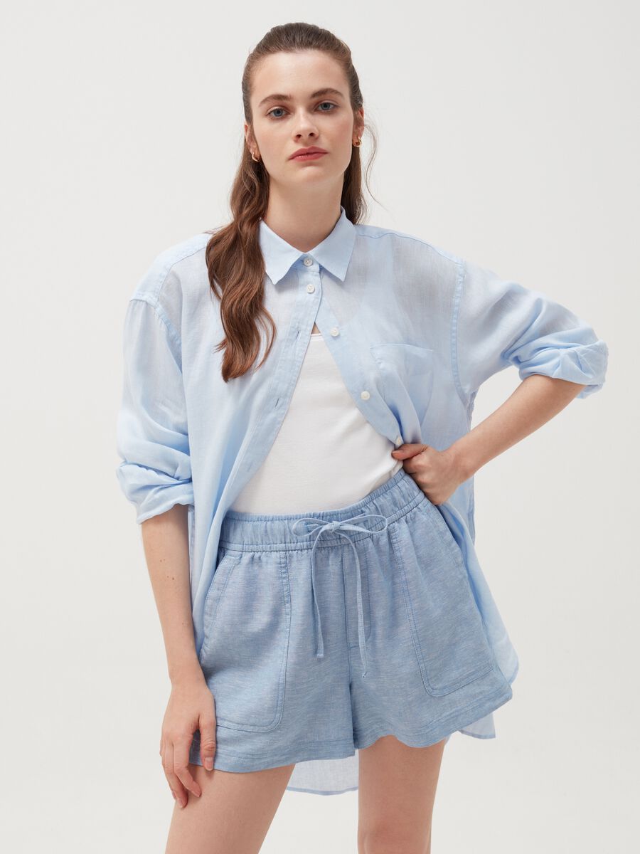 Linen and viscose shorts Woman_0