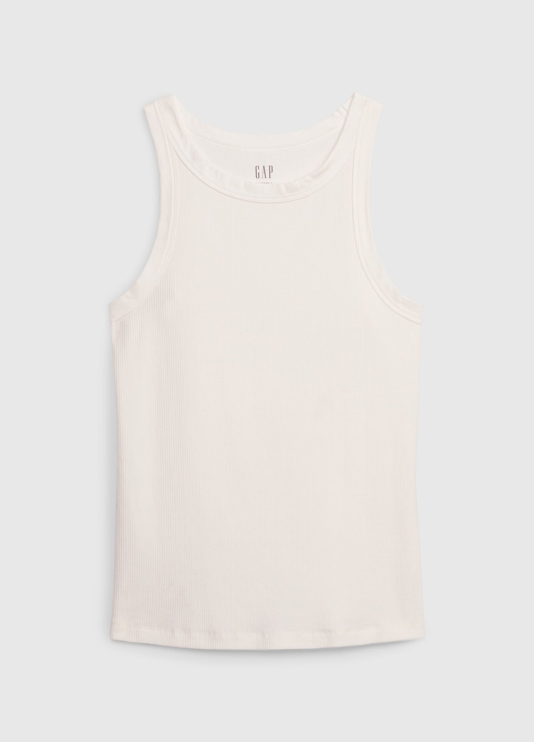 Tank top in ribbed stretch cotton